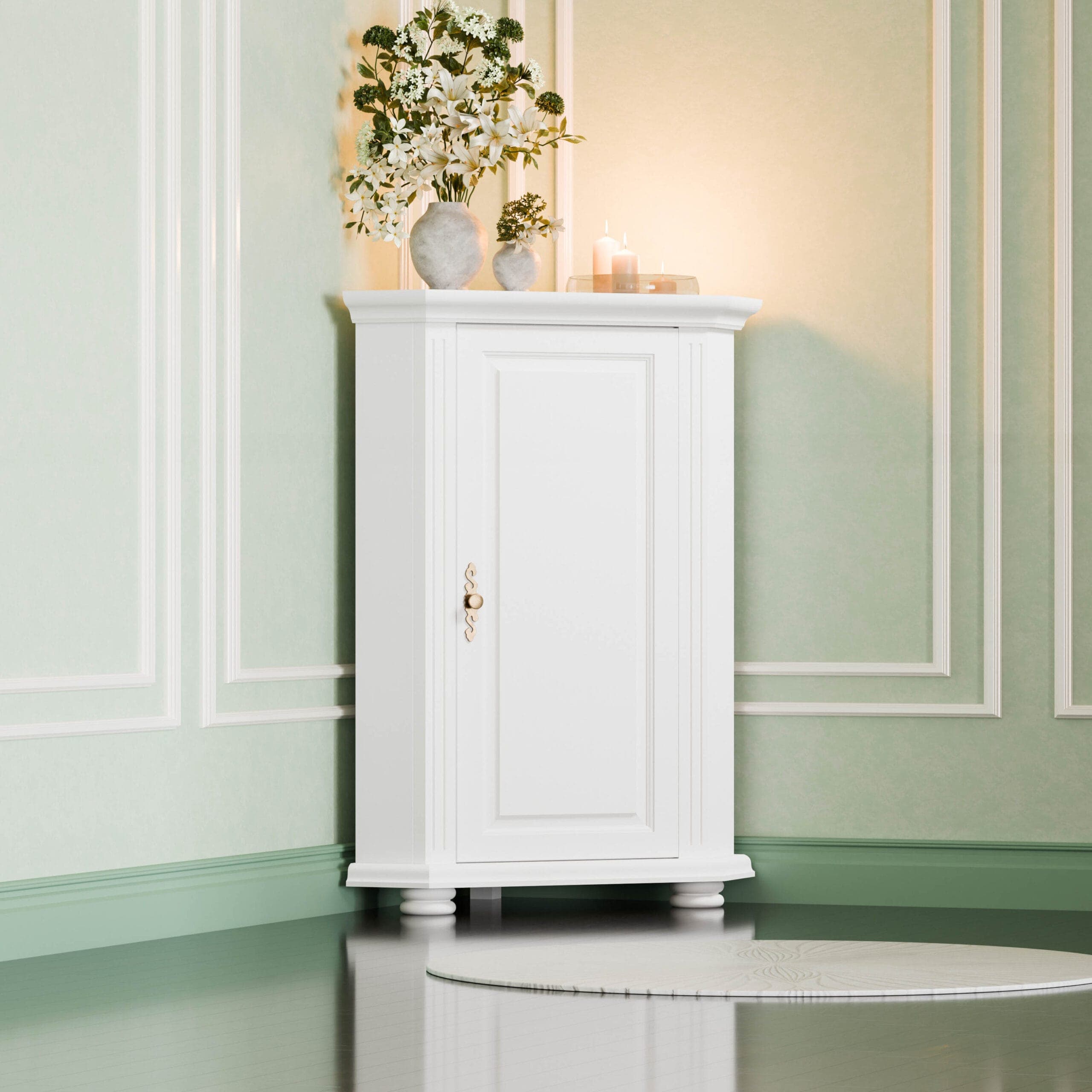 Commode d'angle avec cache « Skagen » en bois massif
