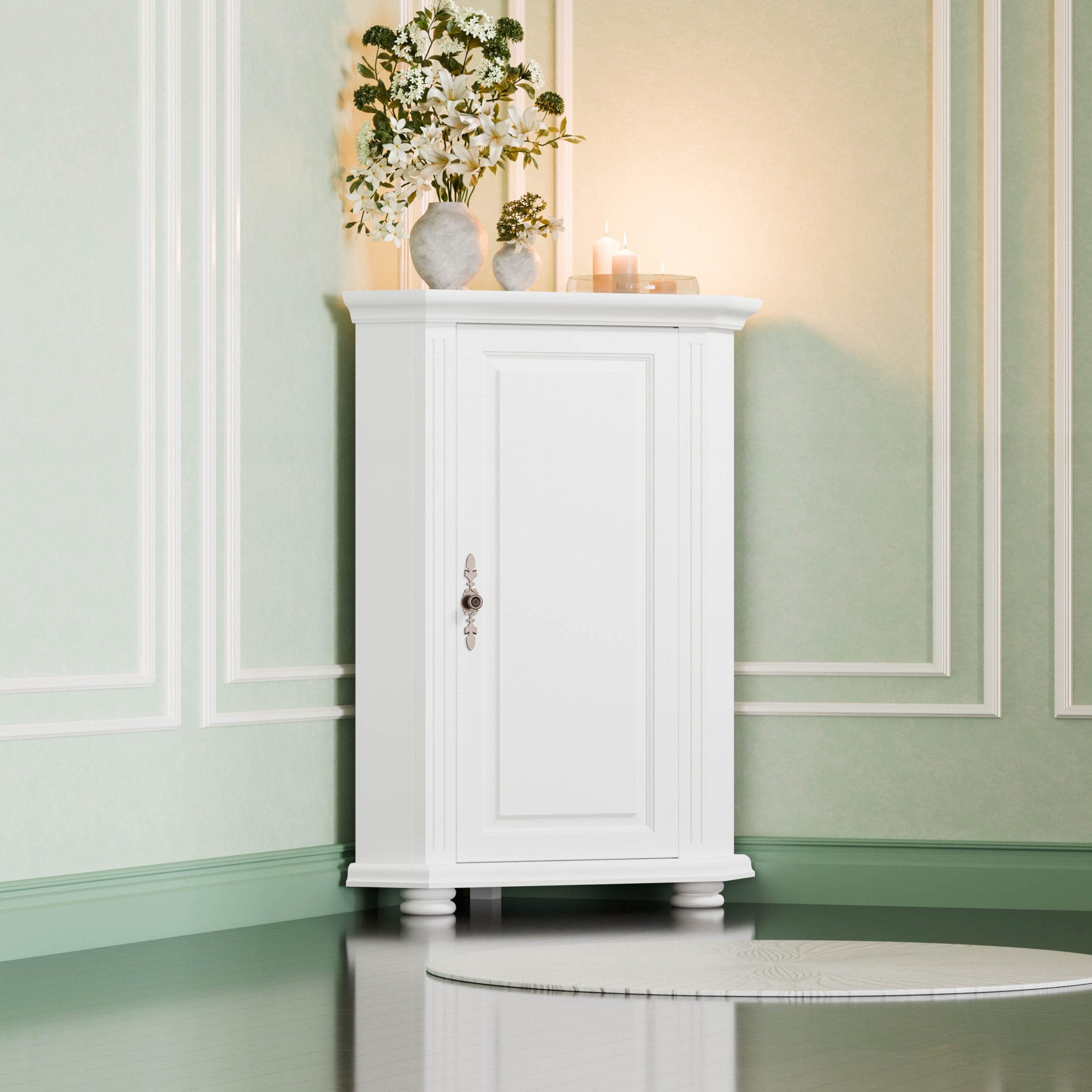 Commode d'angle avec cache « Skagen » en bois massif