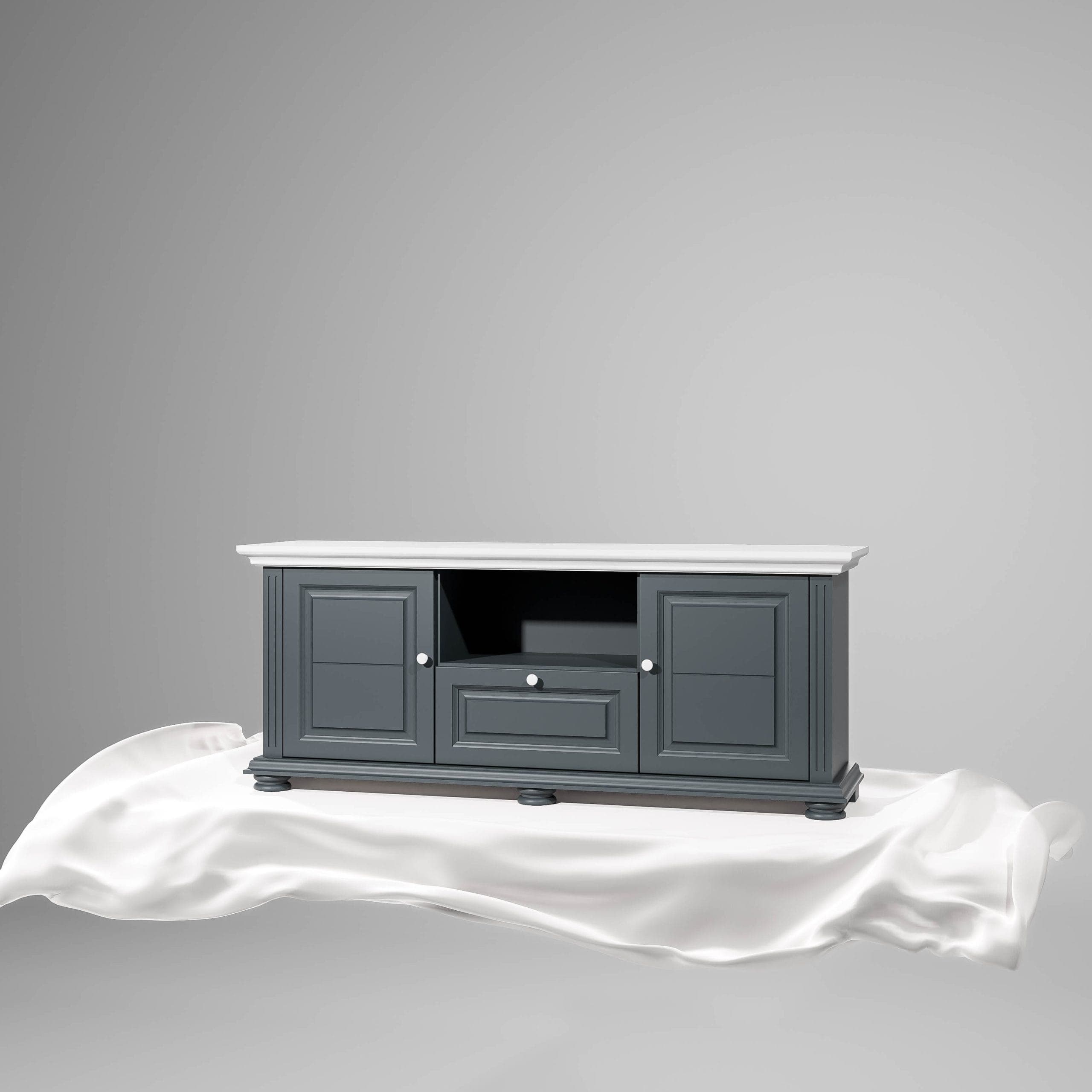 Meuble TV Skagen 160 cm en bois massif, anthracite