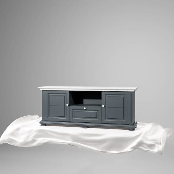 Meuble TV Skagen 160 cm en bois massif, anthracite