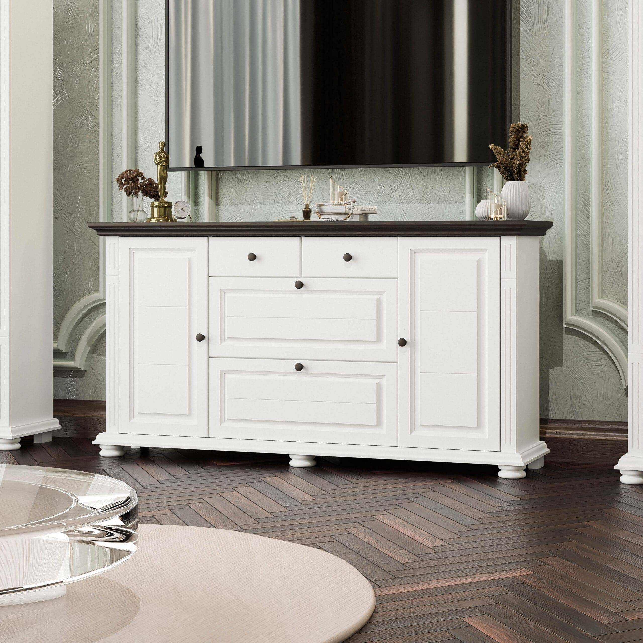 Commode « Skagen » avec des étagères en bois massif