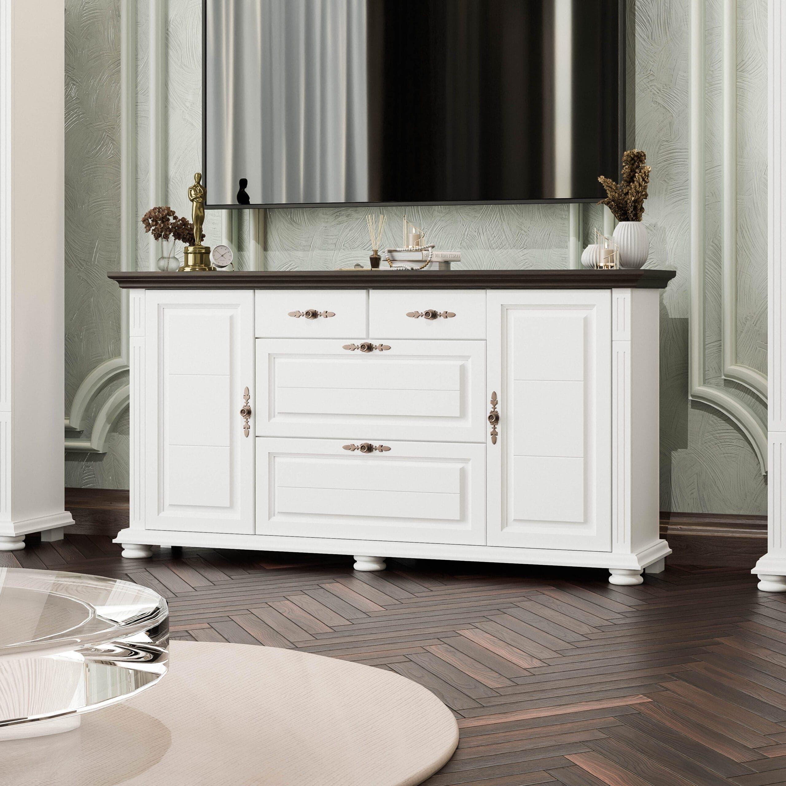 Commode « Skagen » avec des étagères en bois massif