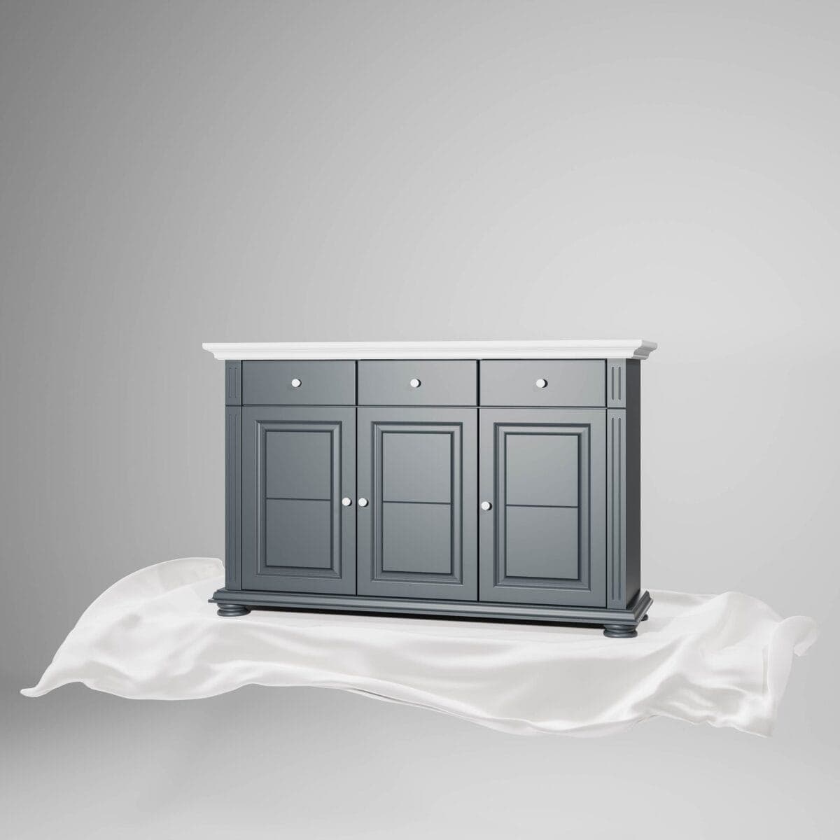 Commode Skagen à 3 portes et 3 tiroirs, anthracite