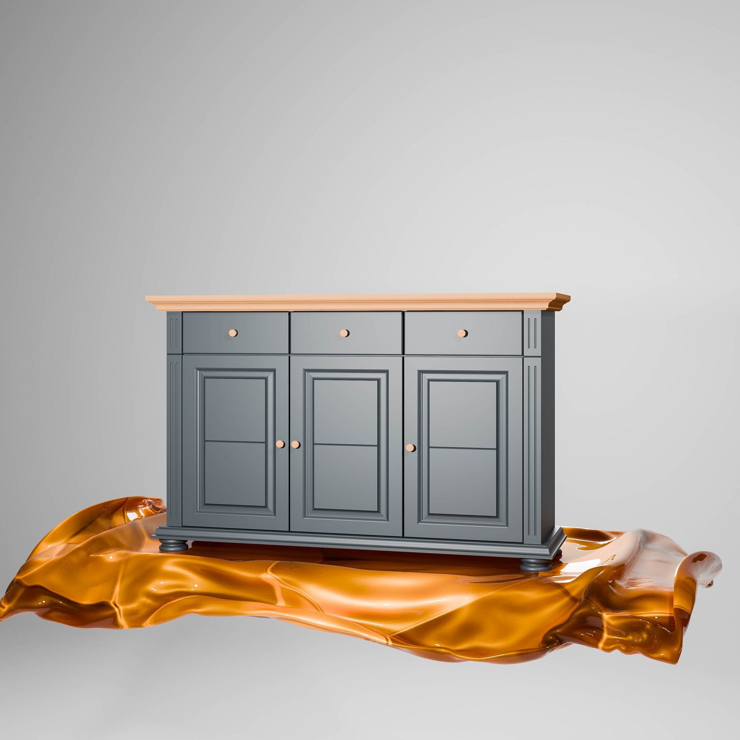 Commode Skagen à 3 portes et 3 tiroirs, anthracite