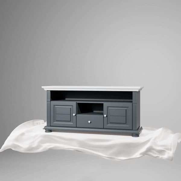 Grand meuble TV Skagen en bois massif, anthracite