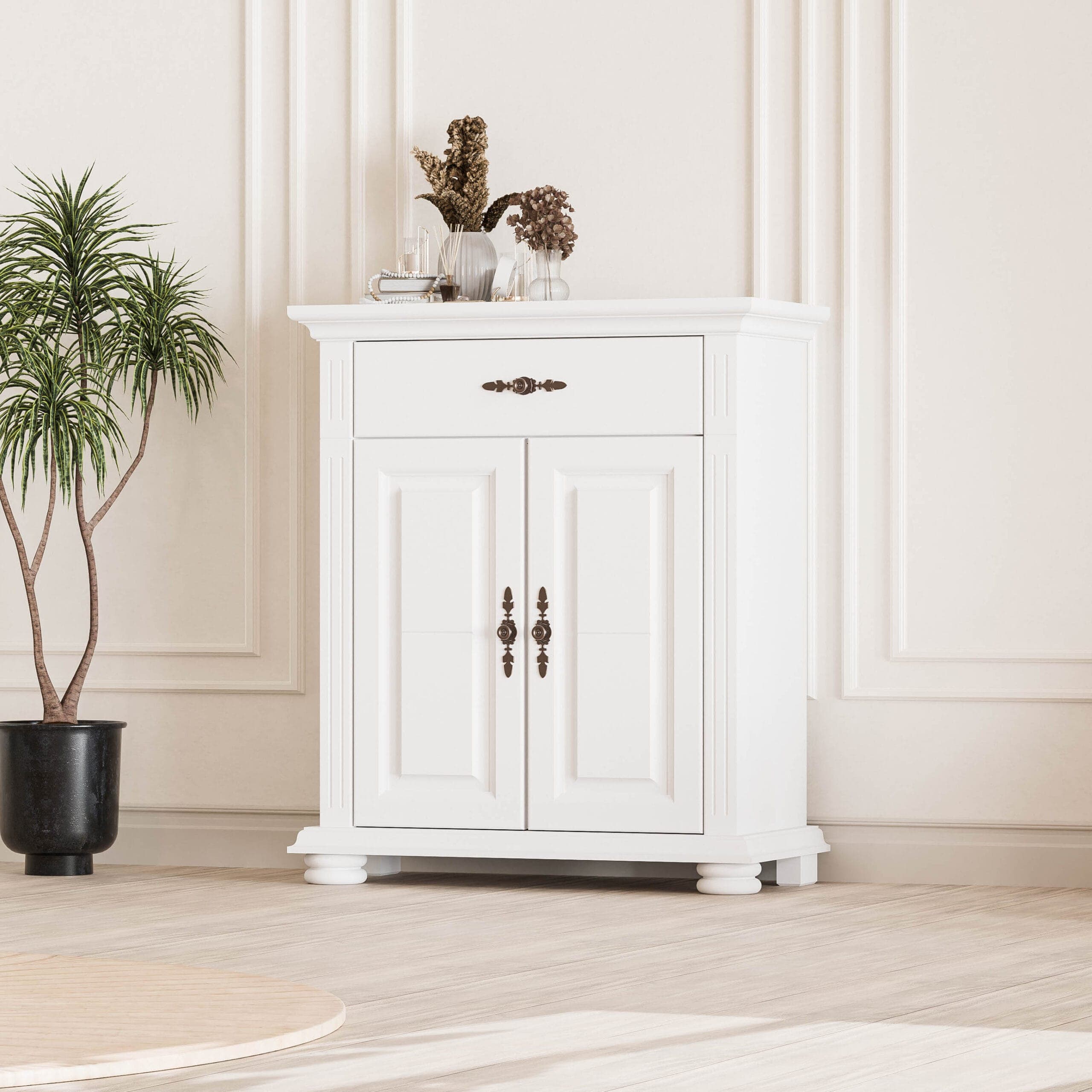 Commode en bois massif Skagen avec 2 portes et 1 tiroir