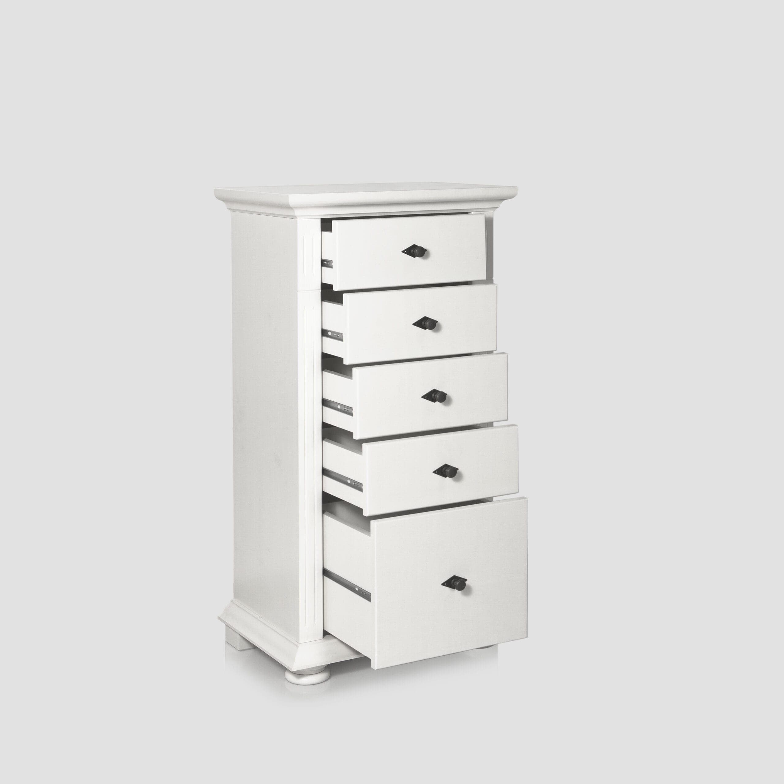 Commode Skagen à 5 tiroirs en bois massif, anthracite