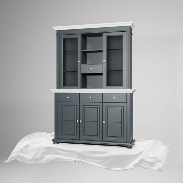 Buffet avec vitrine Skagen en bois massif, anthracite