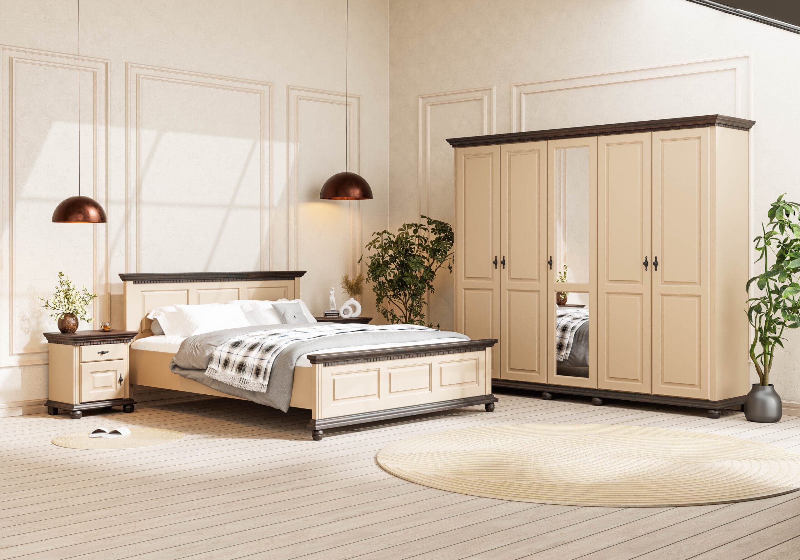 Ensemble de chambre « Fjord » en bois massif, couleur taupe