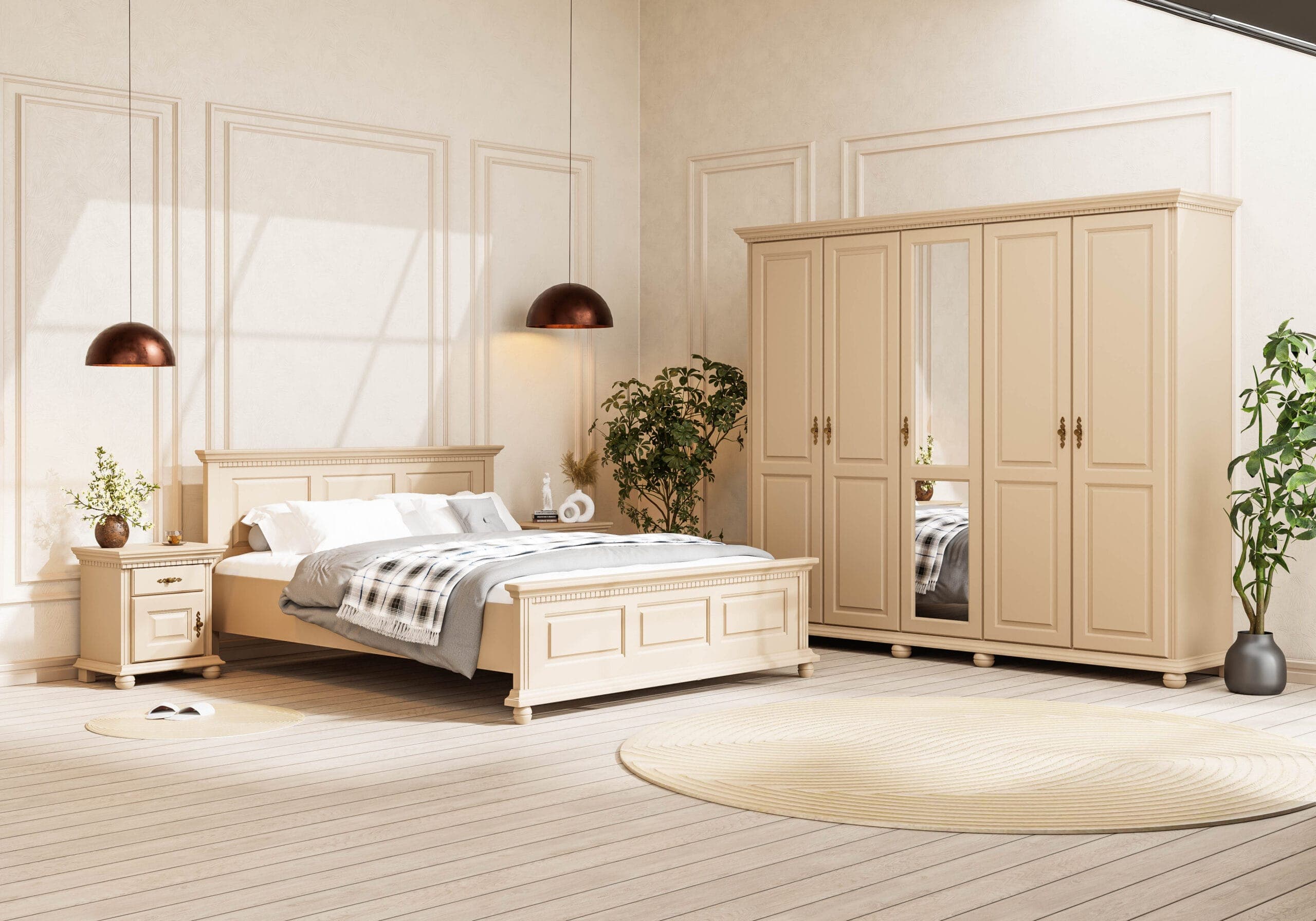 Ensemble de chambre « Fjord » en bois massif, couleur taupe