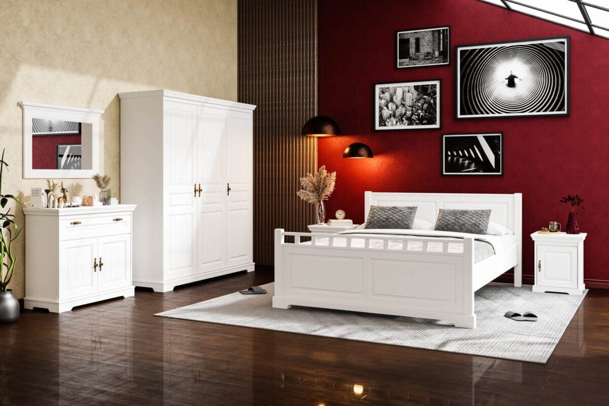 Chambre Linnea 1 – Ensemble en bois massif avec une armoire à 3 portes
