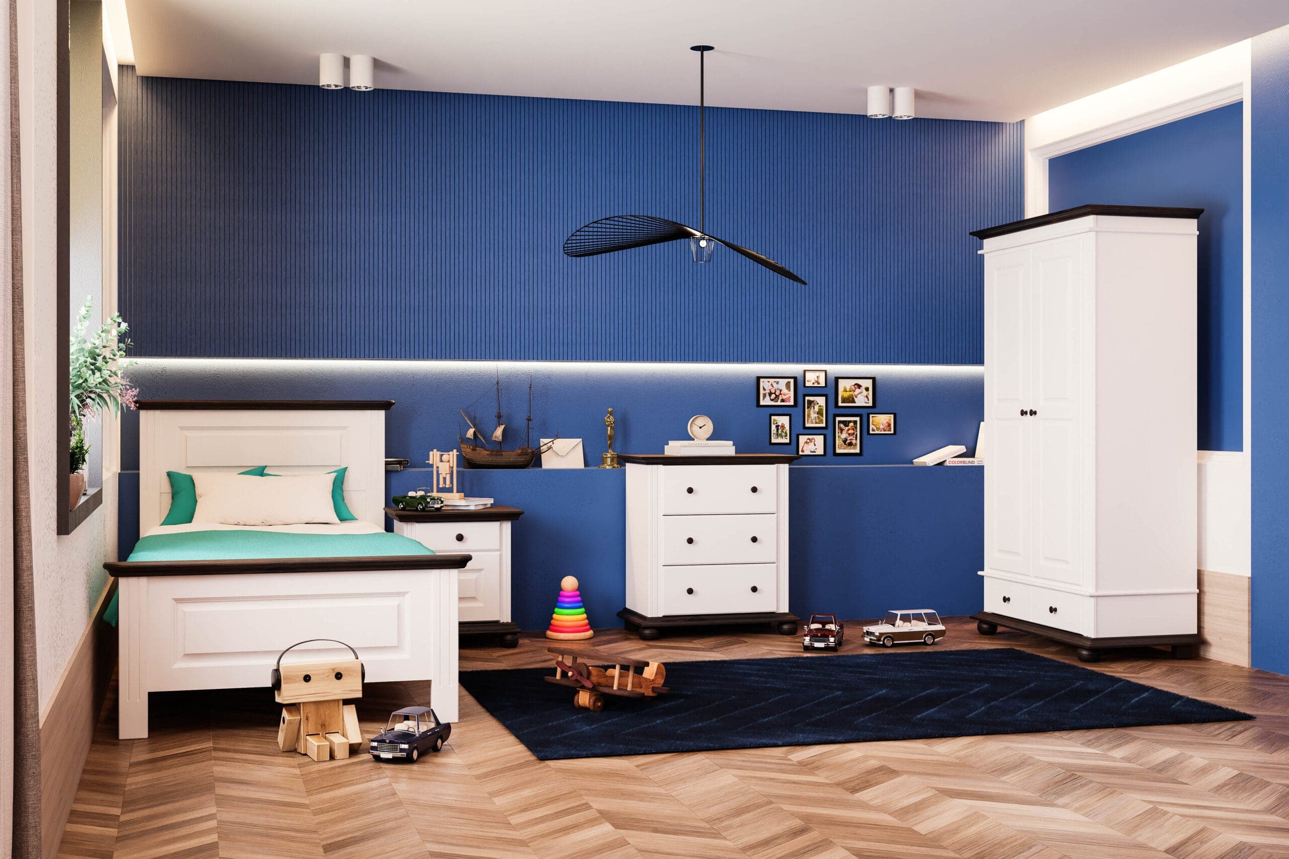 Chambre Nordby 3 – Ensemble de meubles en bois massif comprenant un lit et une armoire
