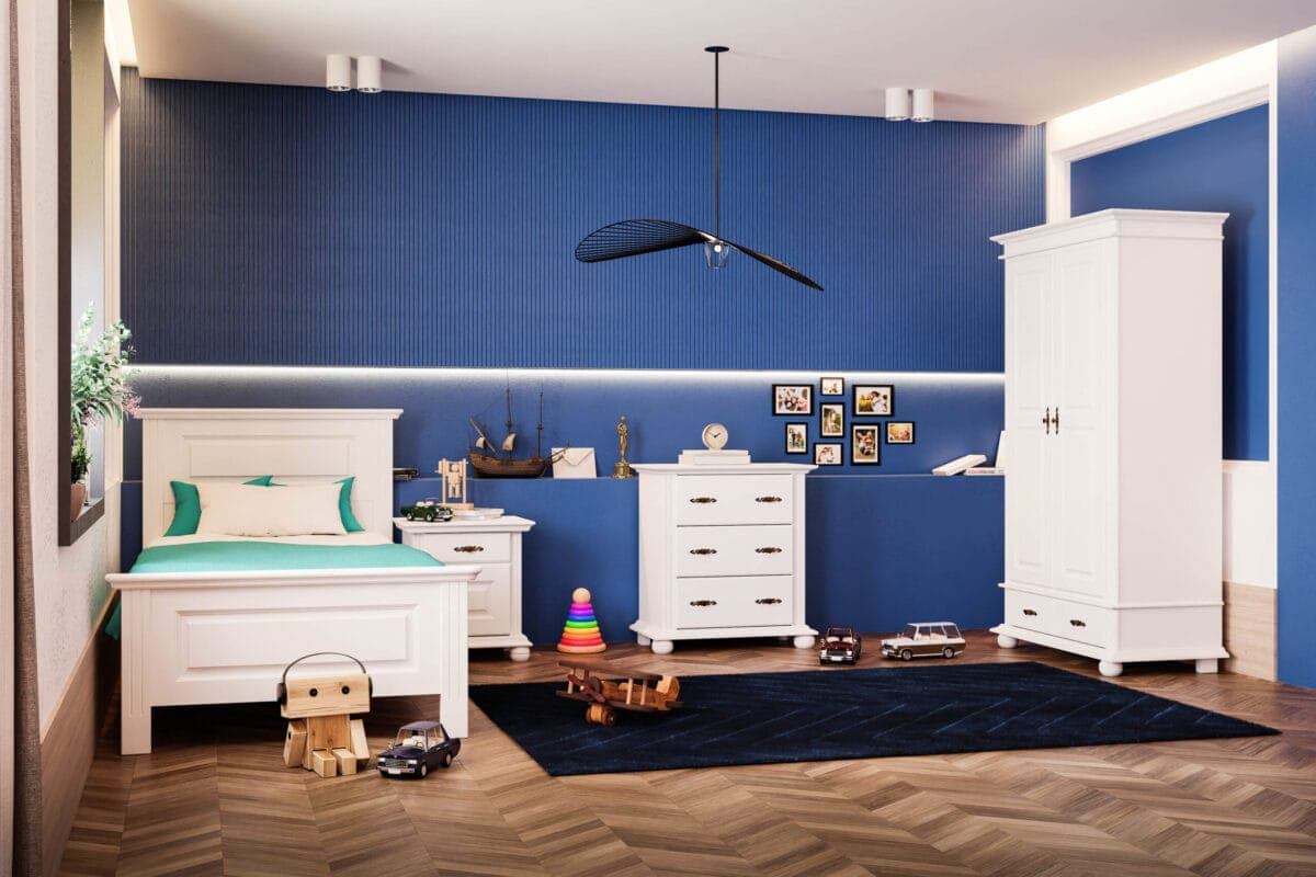 Chambre Nordby 3 – Ensemble de meubles en bois massif comprenant un lit et une armoire