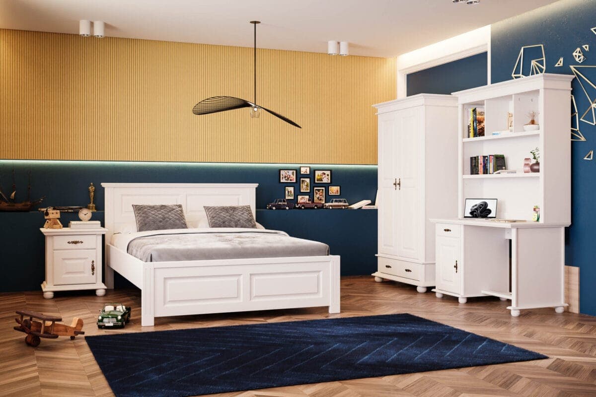 Chambre à coucher Nordby en bois massif avec lit et armoire