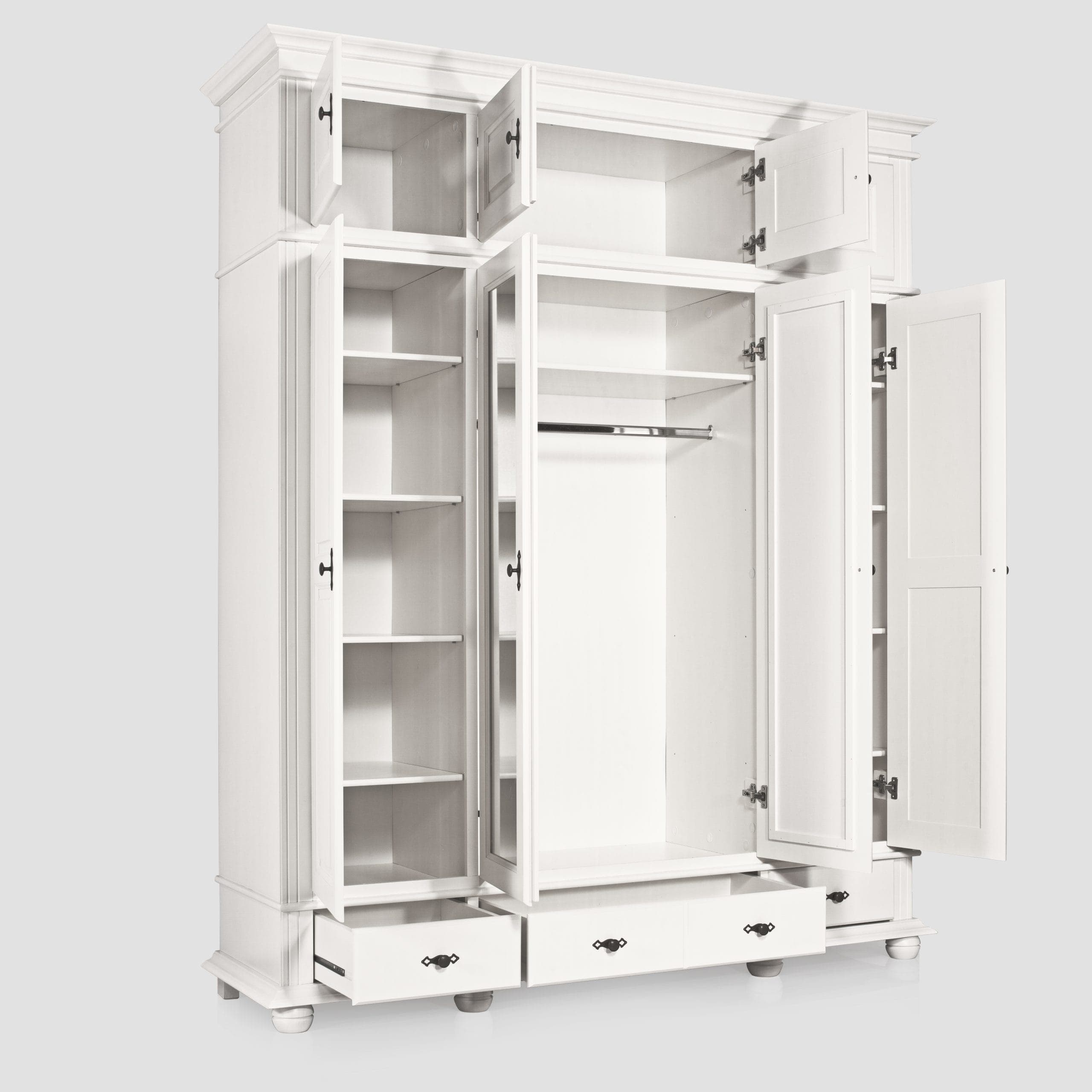 Armoire en bois massif Nordby à 4 portes, hauteur 260 cm