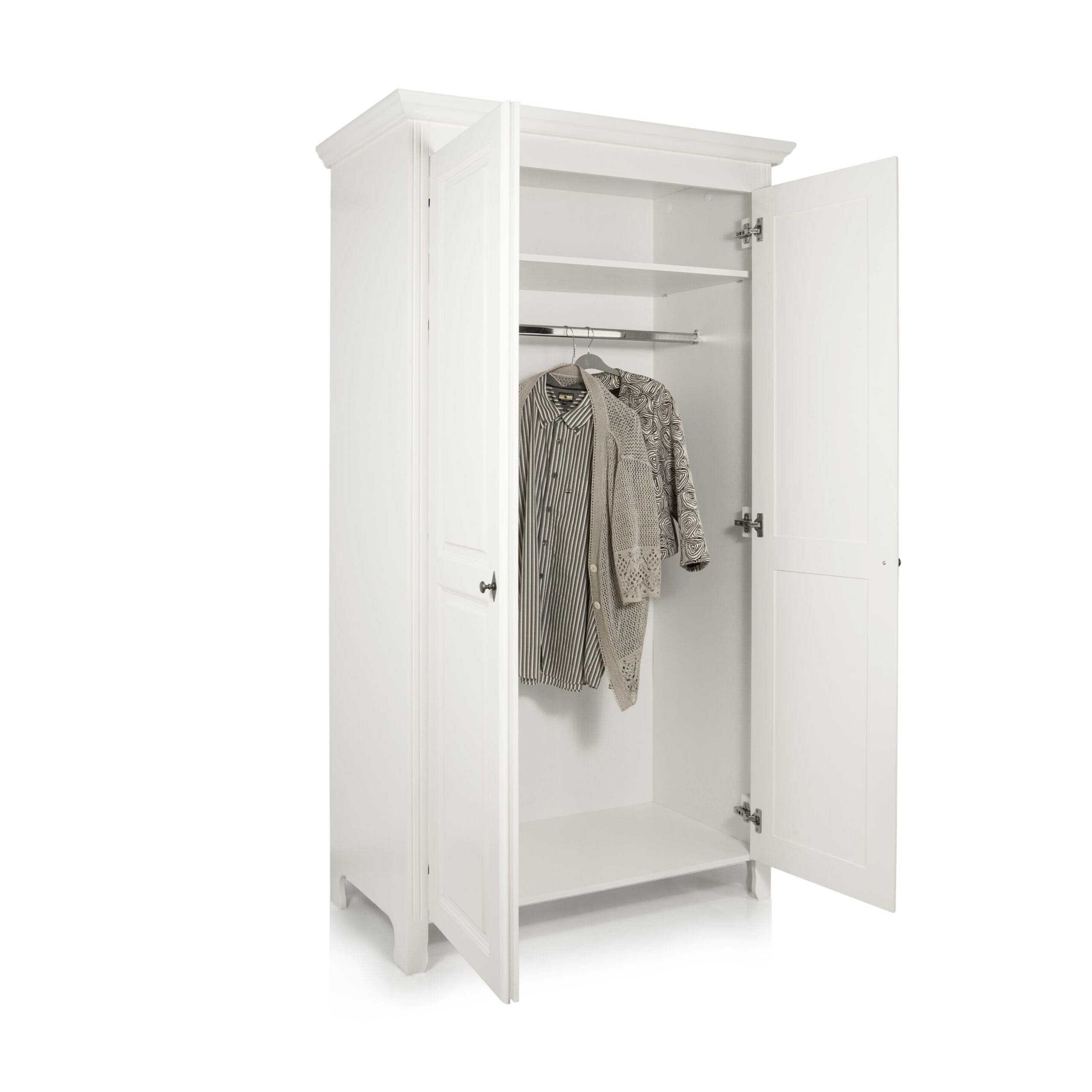 Armoire à deux portes en bois massif « Birk » couleur blanc beurre