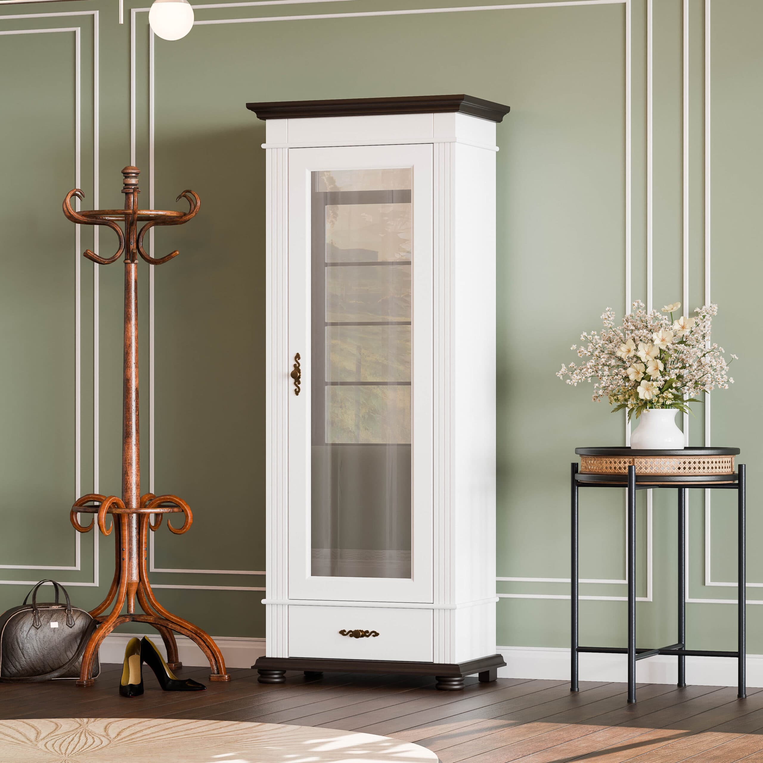 Armoire de toilette à miroir Skagen à 1 porte, en bois massif