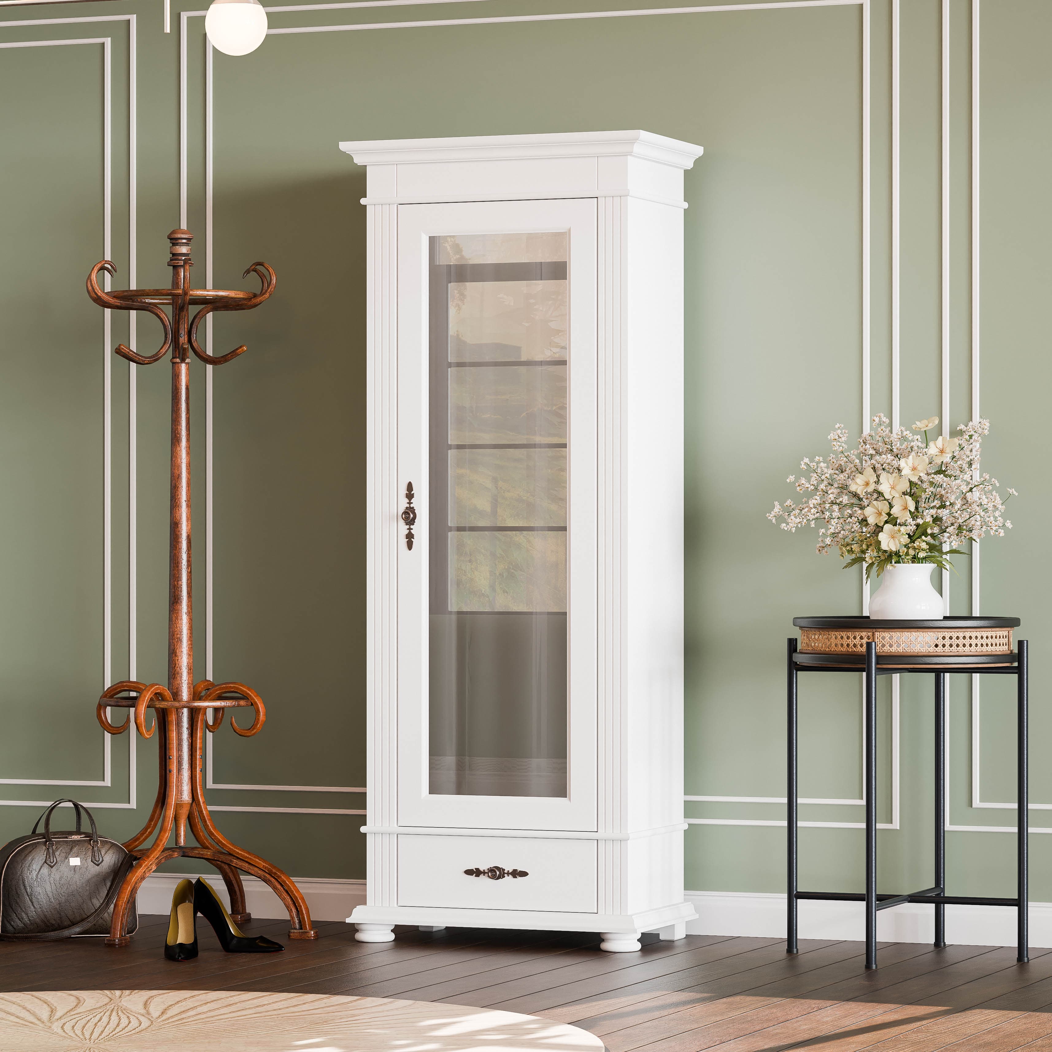 Armoire de toilette à miroir Skagen à 1 porte, en bois massif