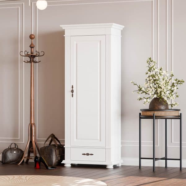Armoire Skagen à 1 porte en bois massif avec panneau de façade