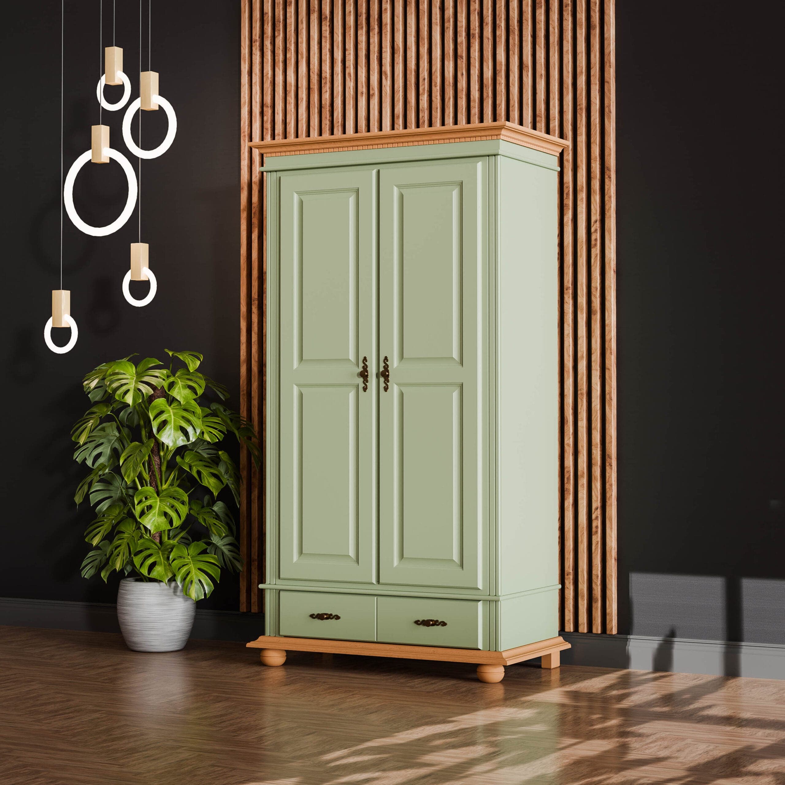 Armoire en bois massif Fjord Sauge, 2 portes, 110 cm