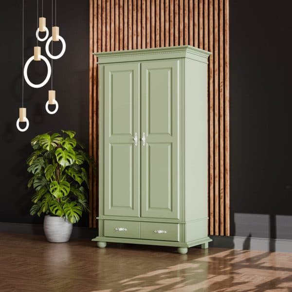 Armoire en bois massif Fjord Sauge, 2 portes, 110 cm