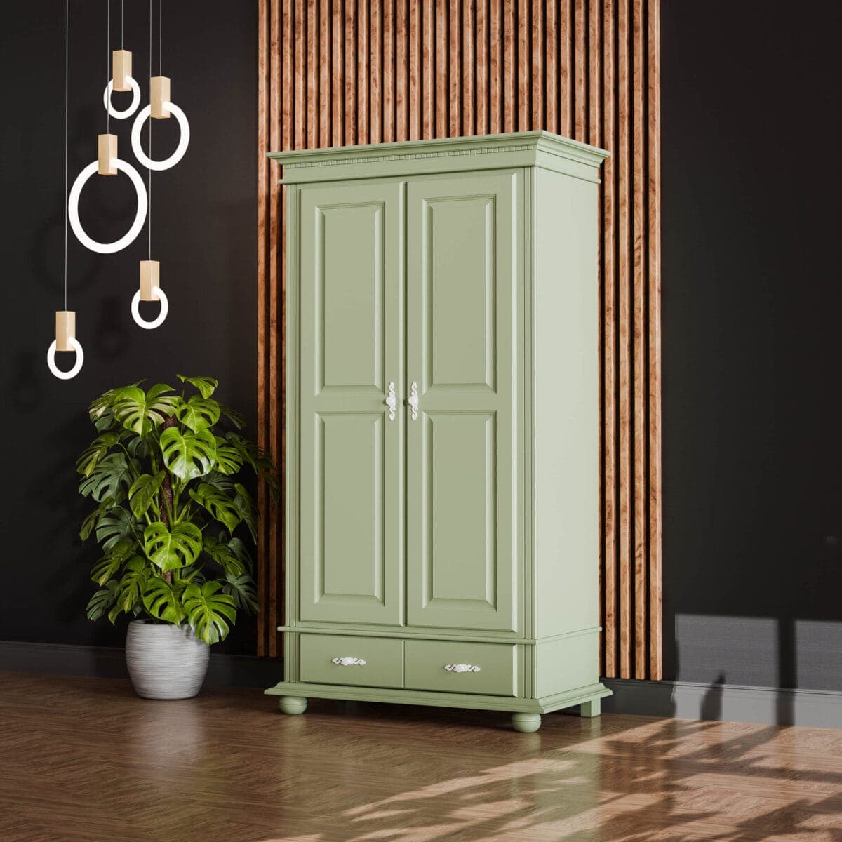 Armoire en bois massif Fjord Sauge, 2 portes, 110 cm