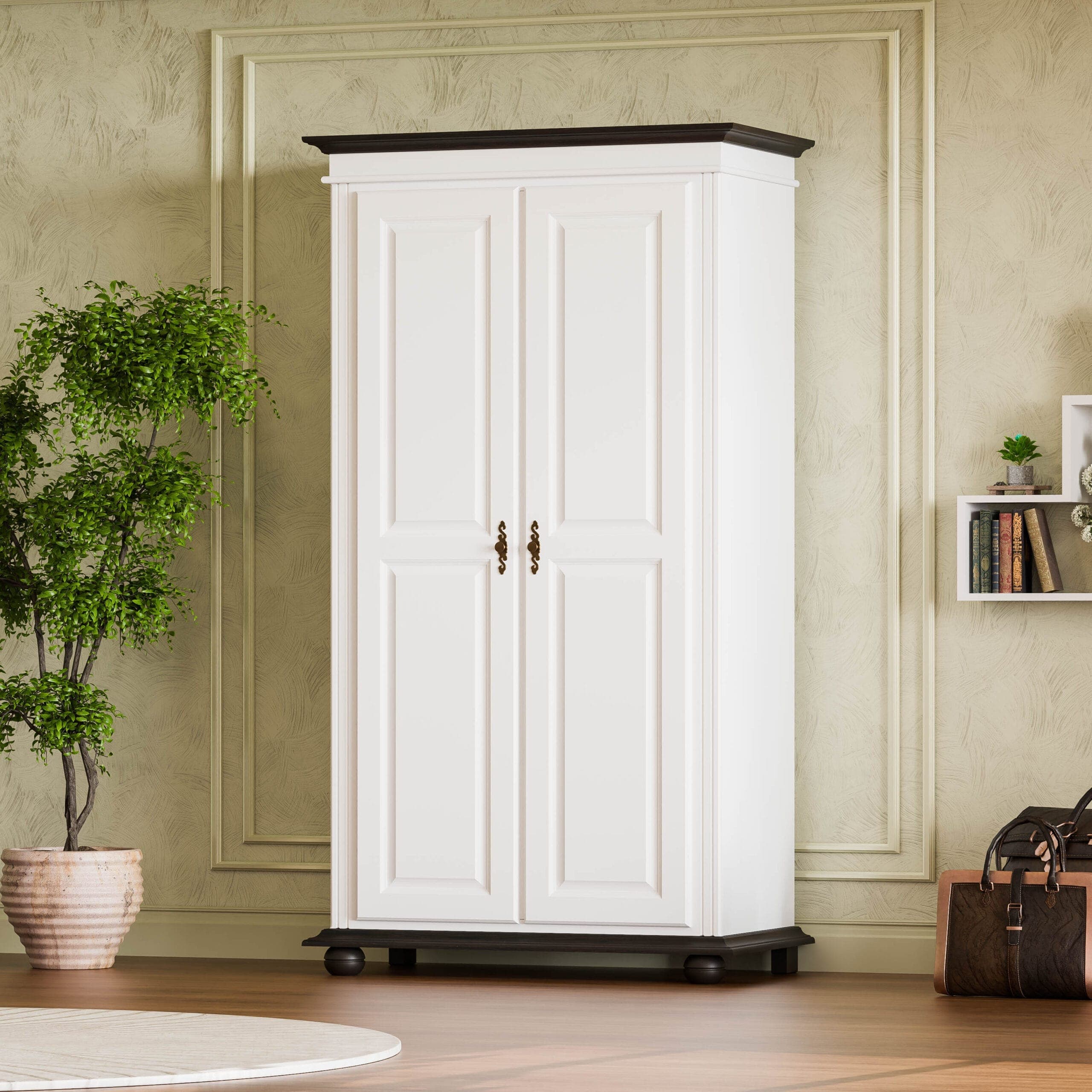 Armoire en bois massif Nordby, à 2 portes, 110 cm de large