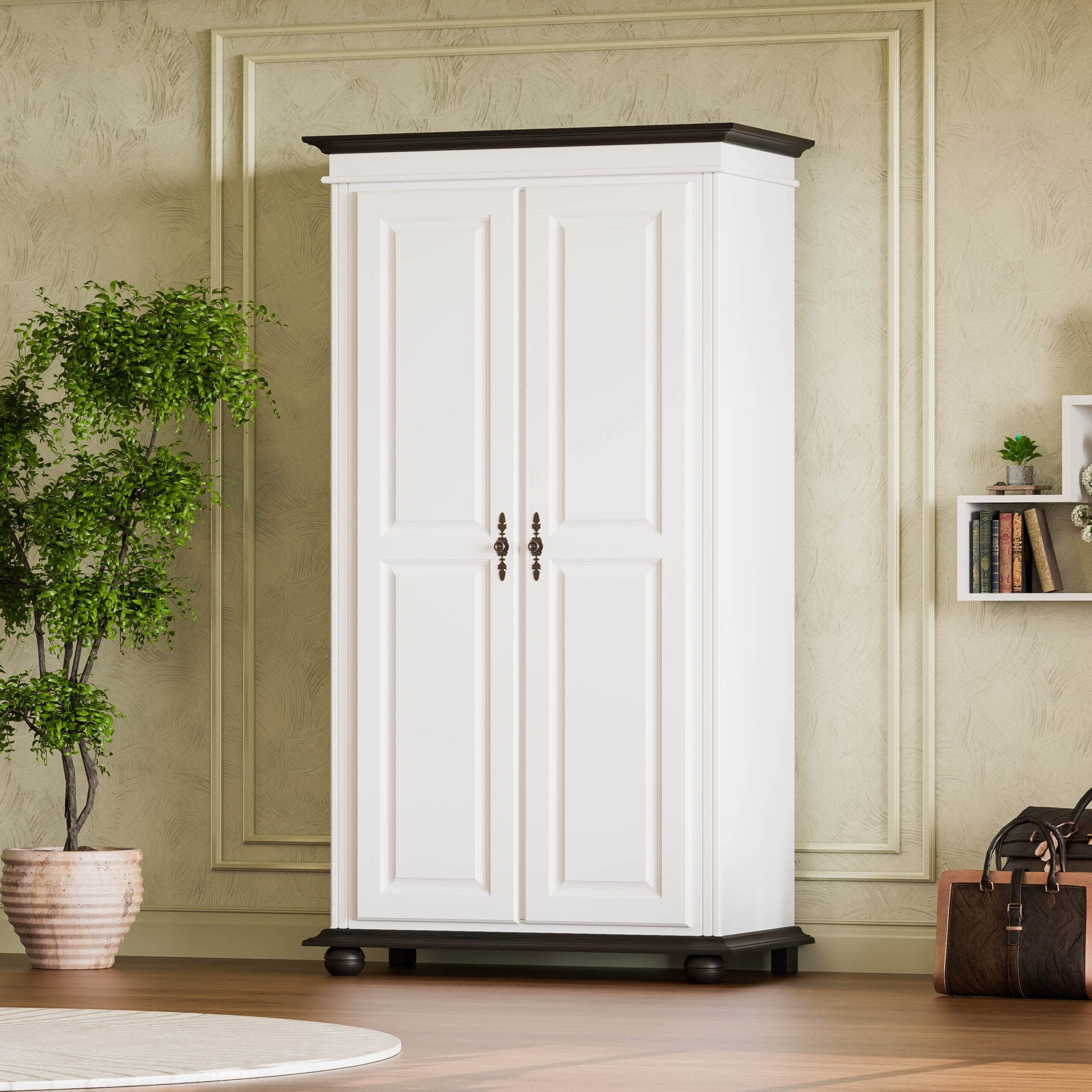 Armoire en bois massif Nordby, à 2 portes, 110 cm de large