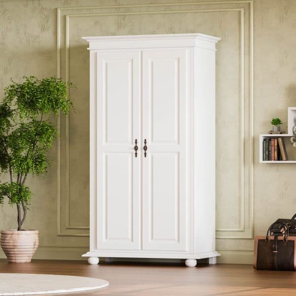 Armoire en bois massif Nordby, à 2 portes, 110 cm de large