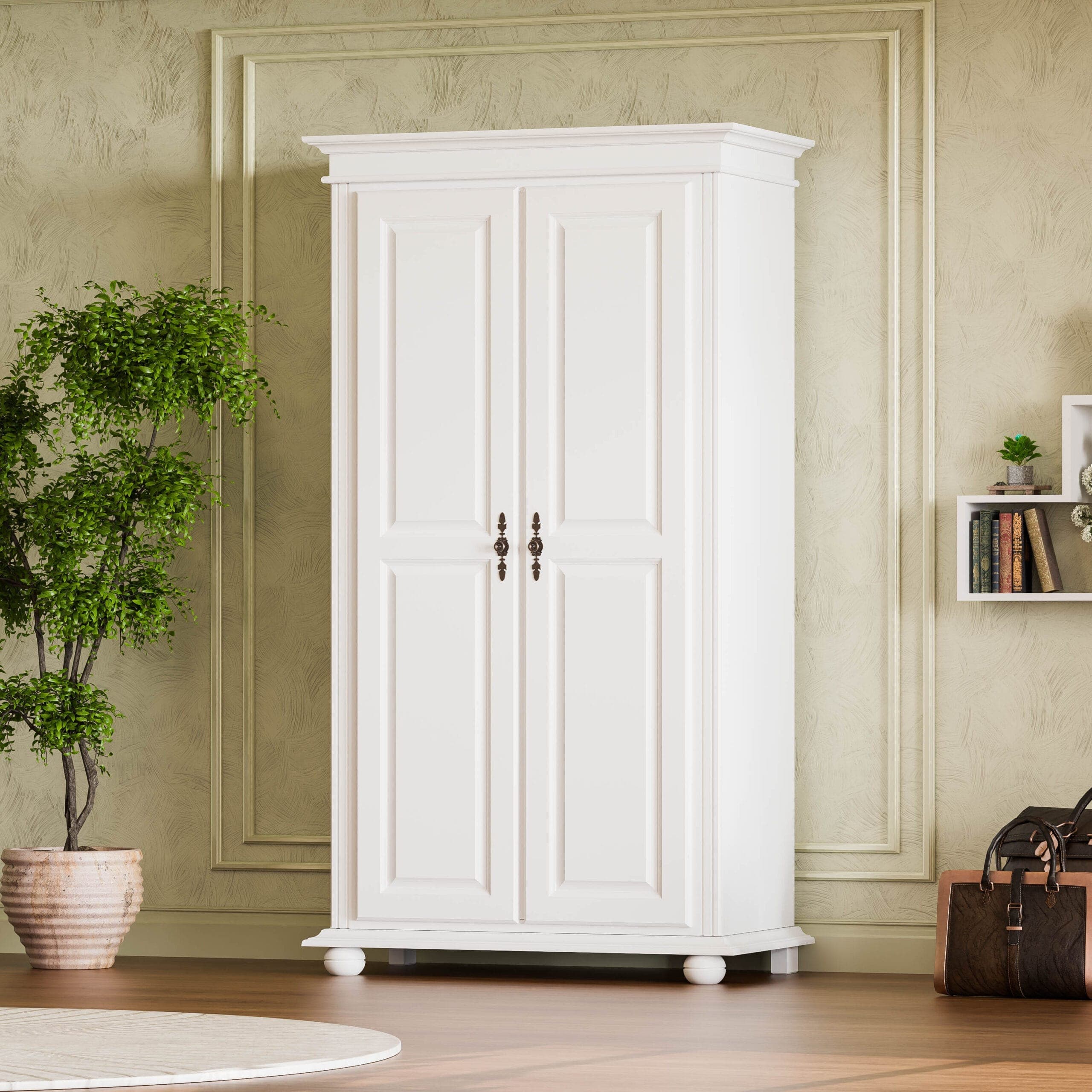 Armoire en bois massif Nordby, à 2 portes, 110 cm de large