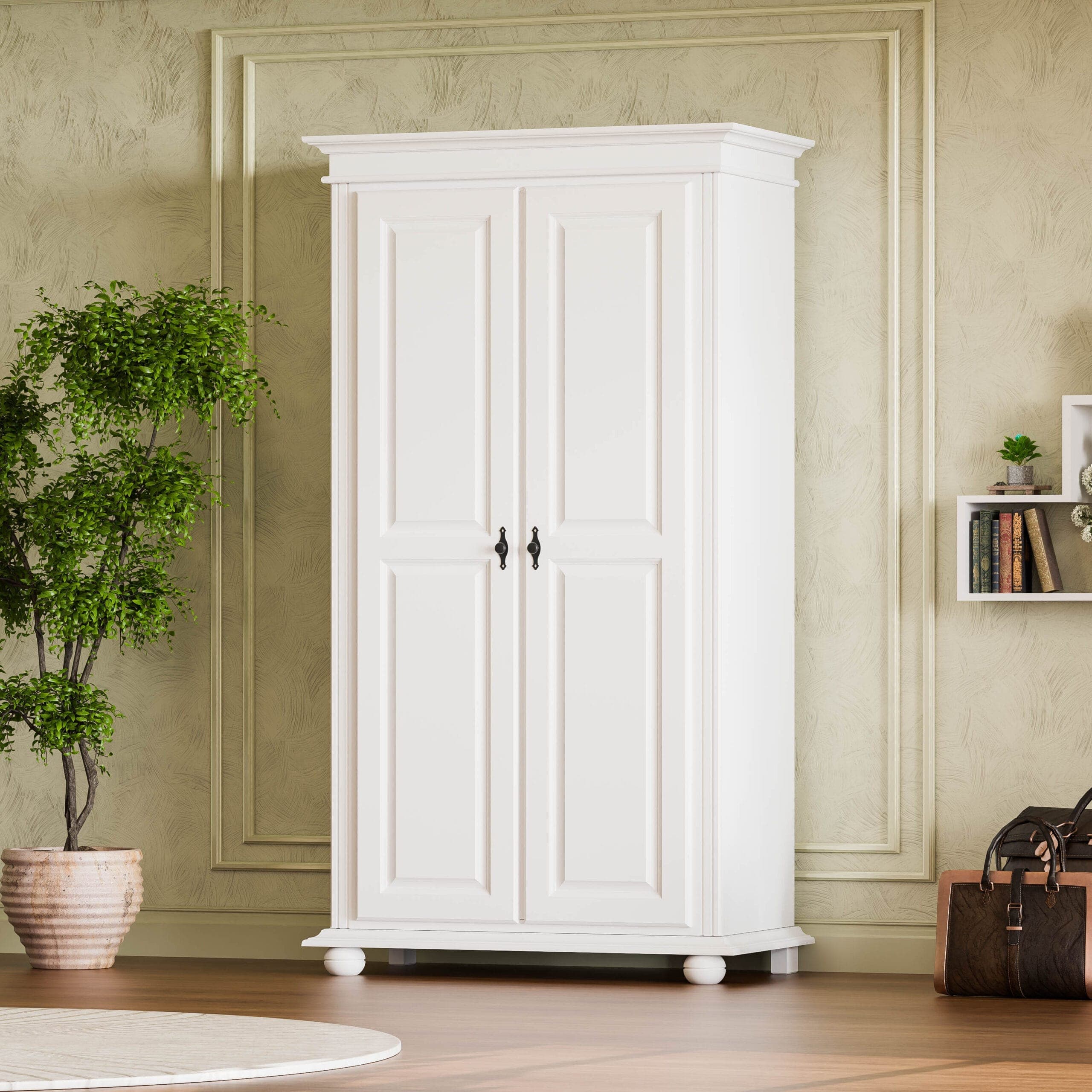 Armoire en bois massif Nordby, à 2 portes, 110 cm de large