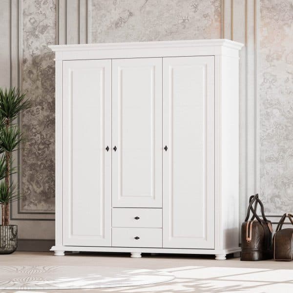 Armoire en bois massif Skagen, à 3 portes, sans miroir