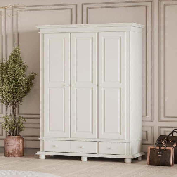Armoire Nordby à 3 portes en bois massif, gris gravier