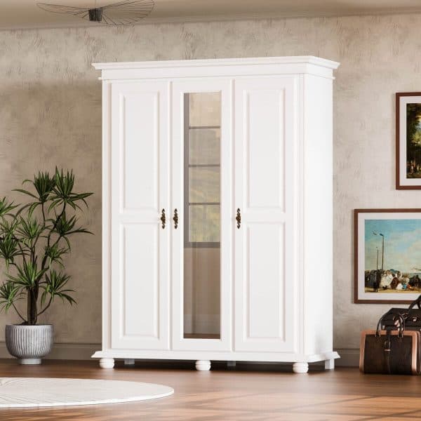 Armoire en bois massif Nordby, à 3 portes, sans tiroirs