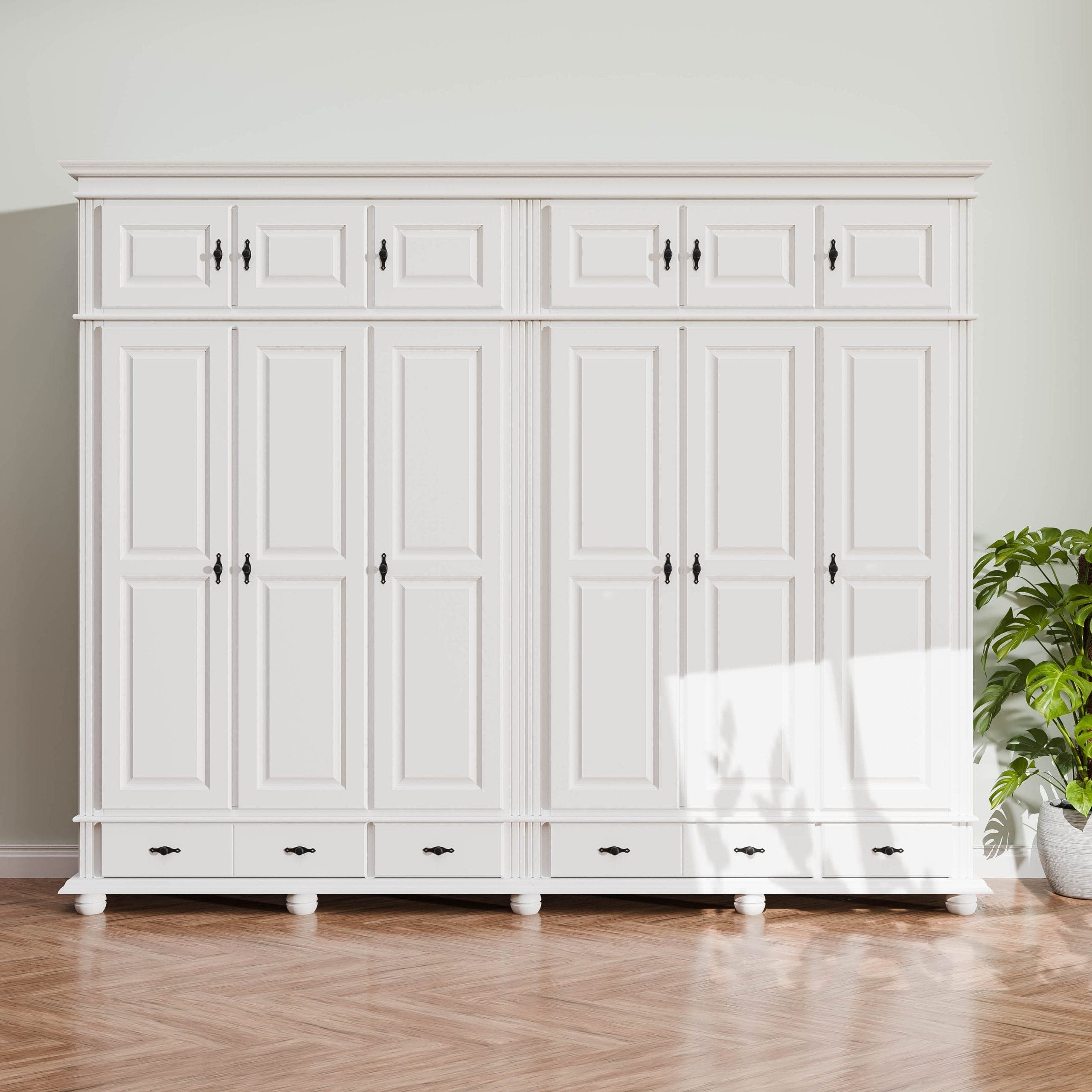 Armoire Nordby en bois massif à 6 portes avec étagères