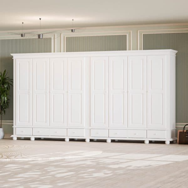 Armoire en bois massif Fjord à 8 portes, hauteur 220 cm