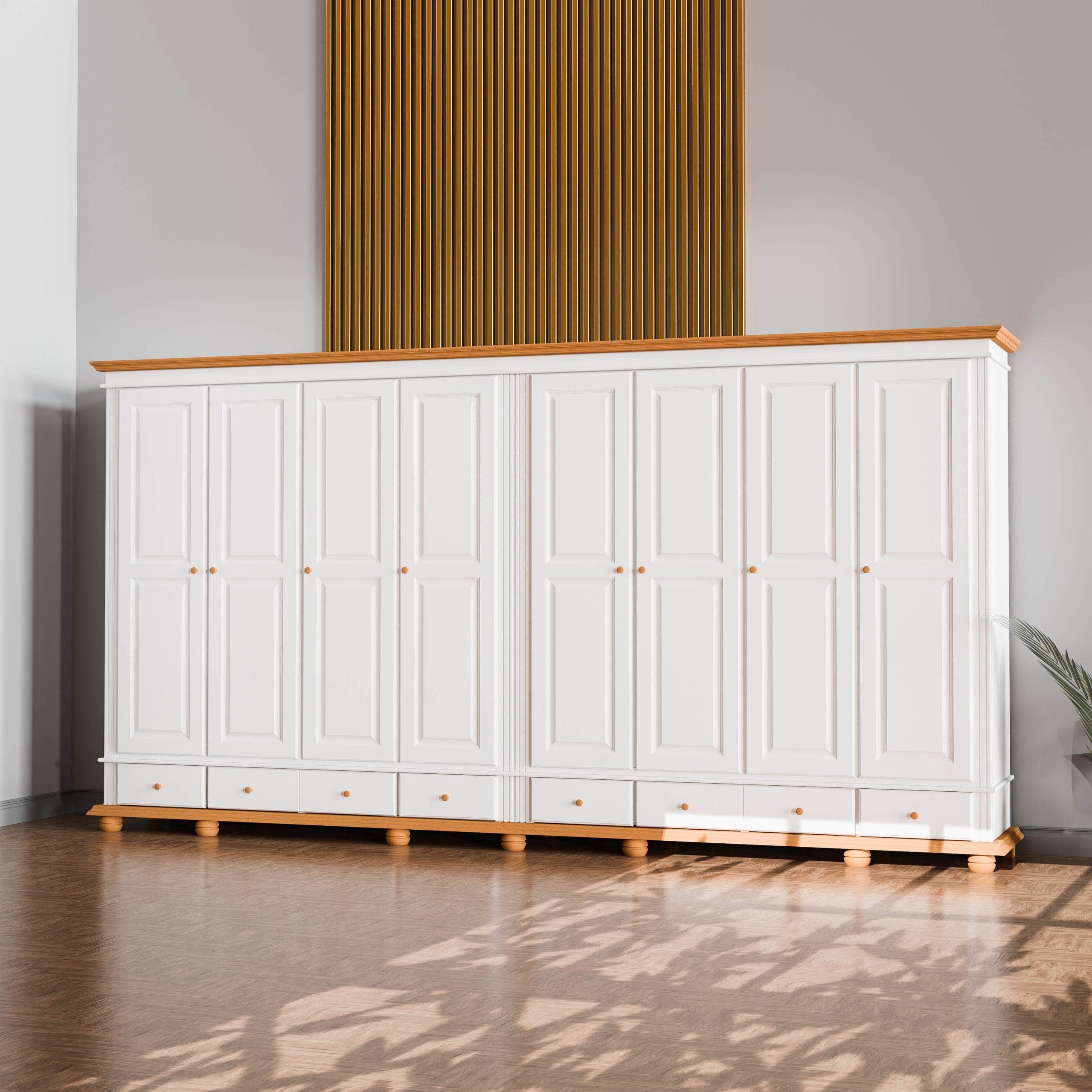 Armoire en bois massif Nordby à 8 portes, empilable