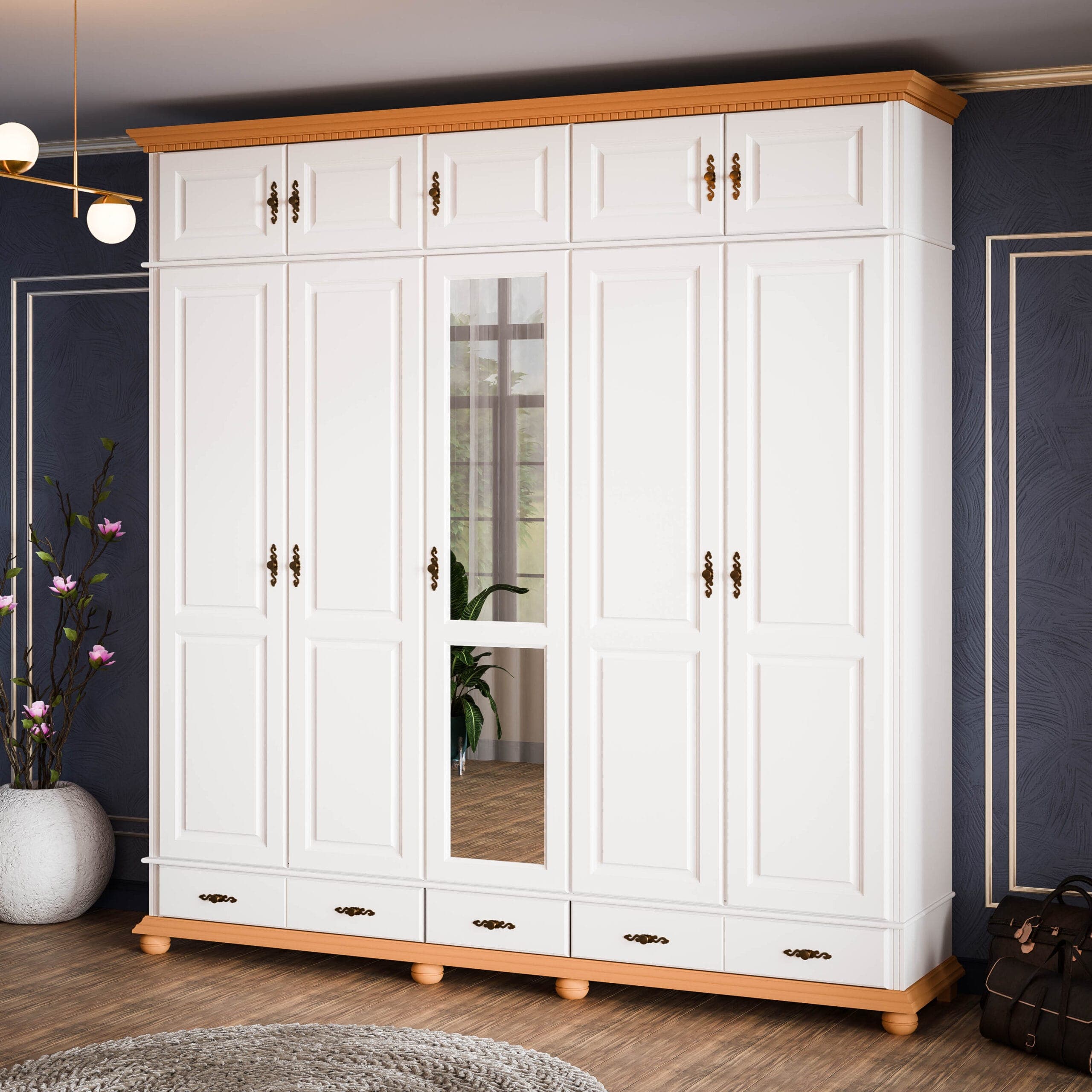 Armoire empilable en bois massif « Fjord » à 5 portes
