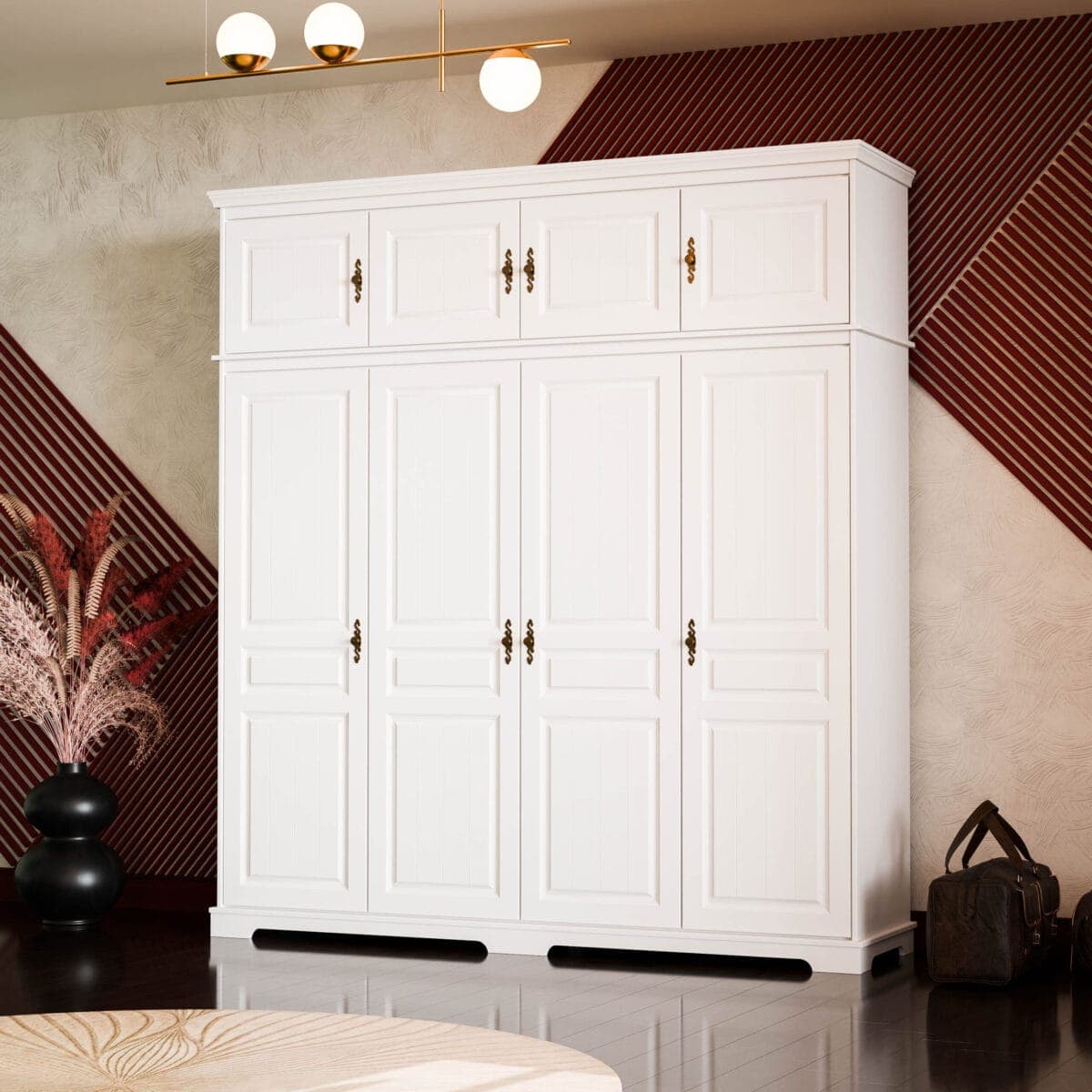 Armoire « Linnea » à 4 portes, en bois massif, empilable