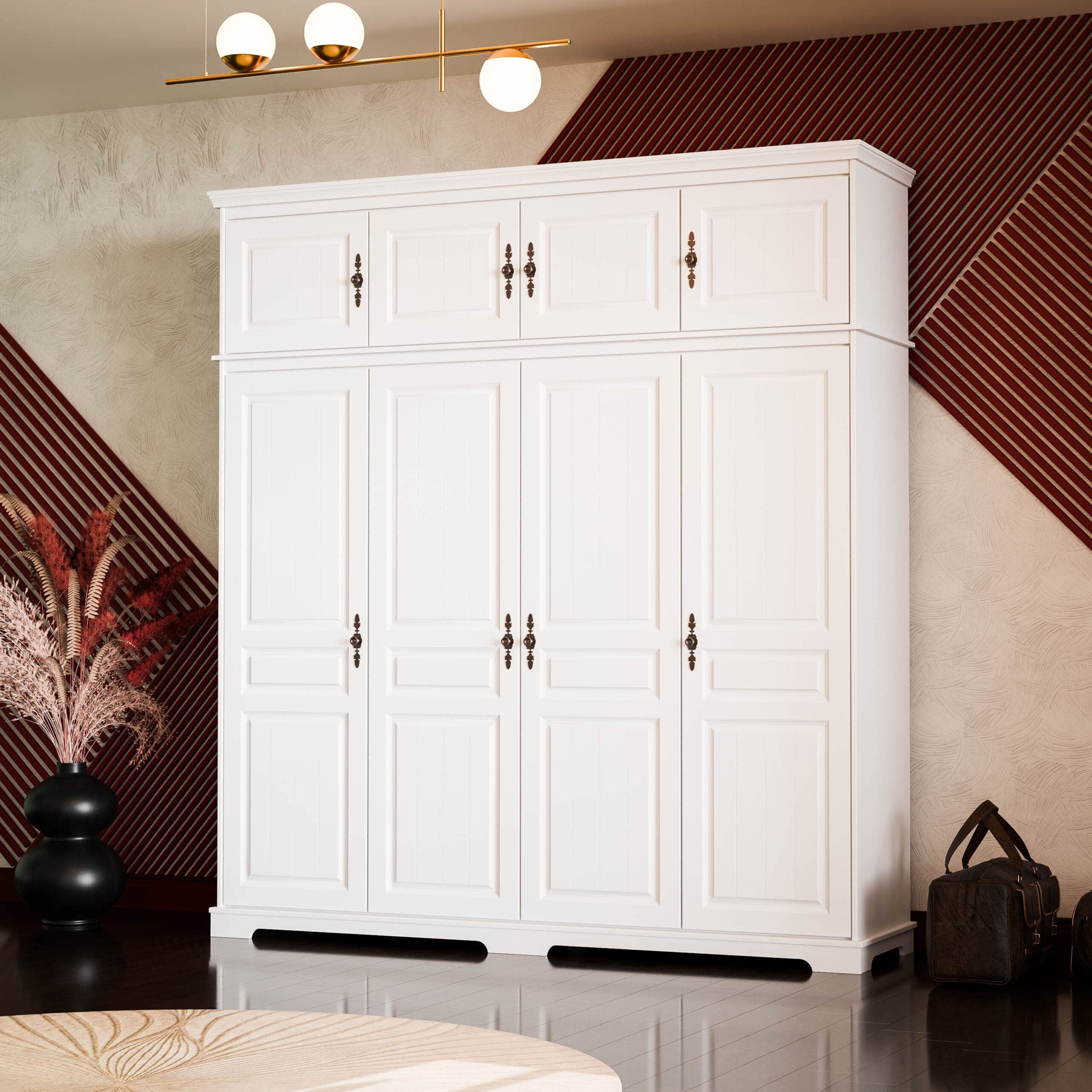 Armoire « Linnea » à 4 portes, en bois massif, empilable