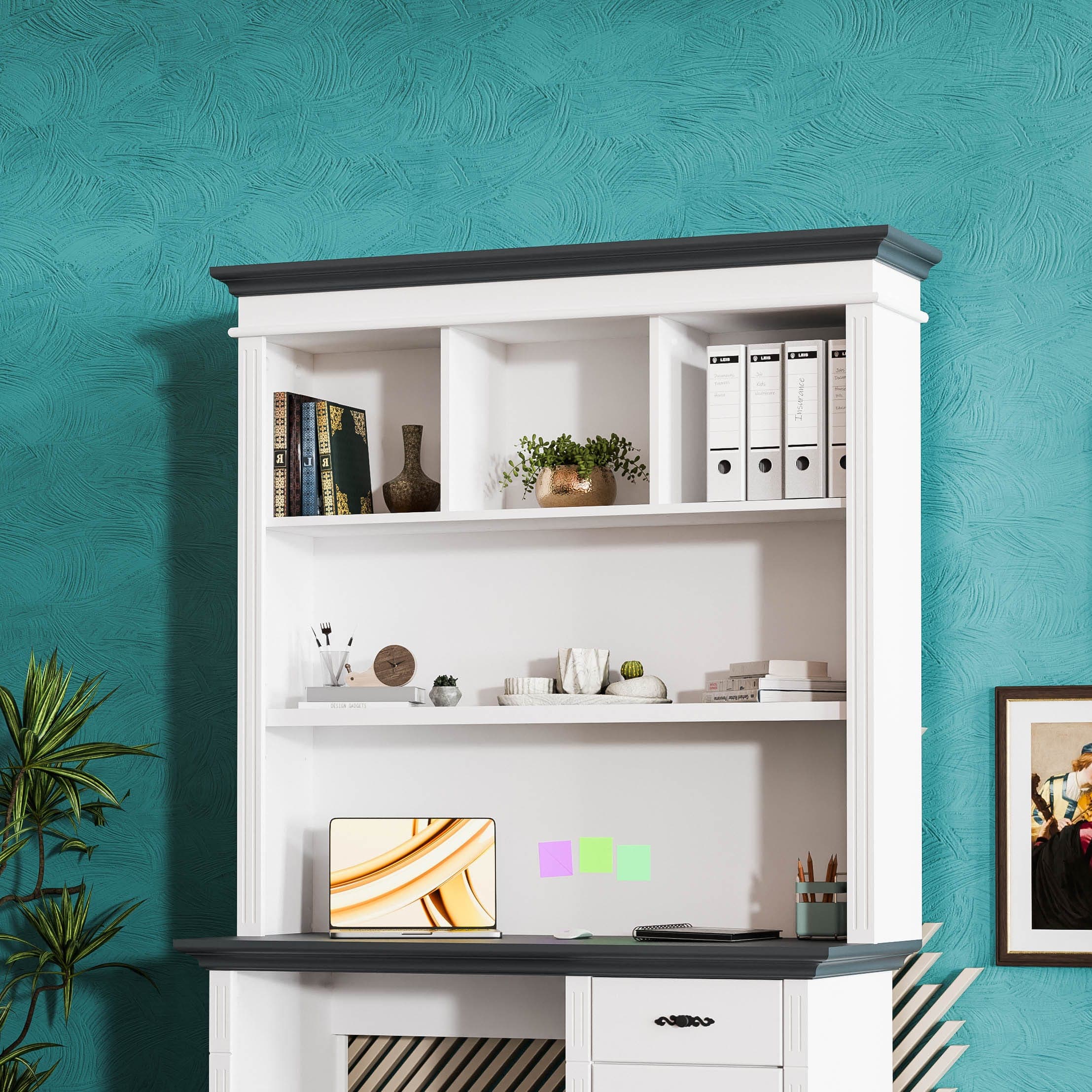 Étagère de bureau « Skagen » en bois massif, composée d'un seul élément