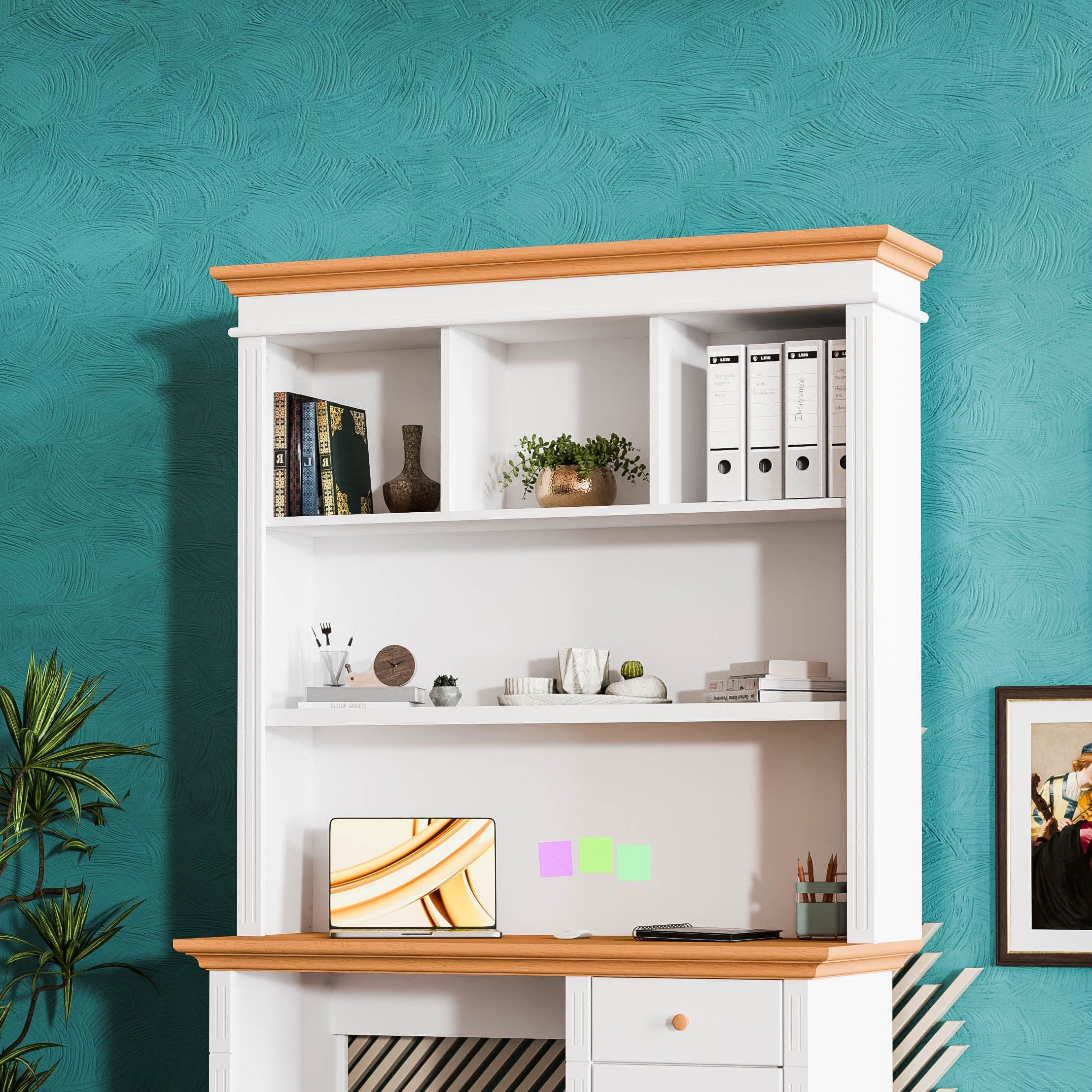 Étagère de bureau « Skagen » en bois massif, composée d'un seul élément