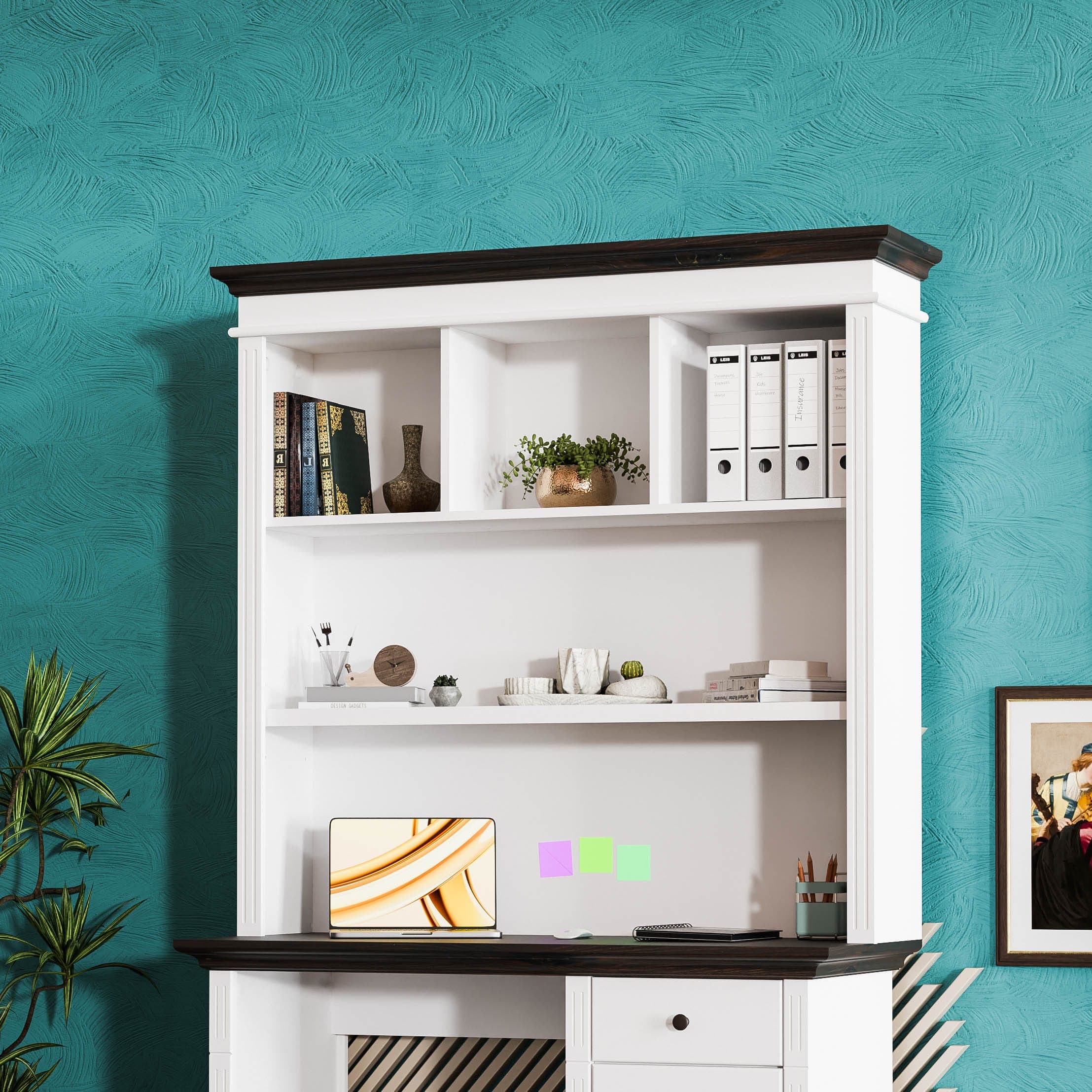 Étagère de bureau « Skagen » en bois massif, composée d'un seul élément