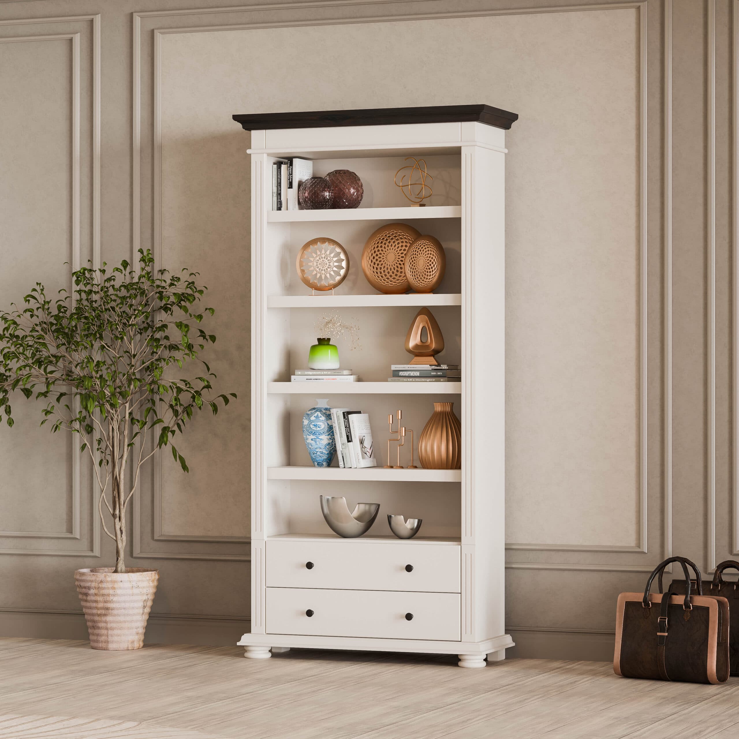 Étagère Skagen en bois massif, couleur beige cachemire
