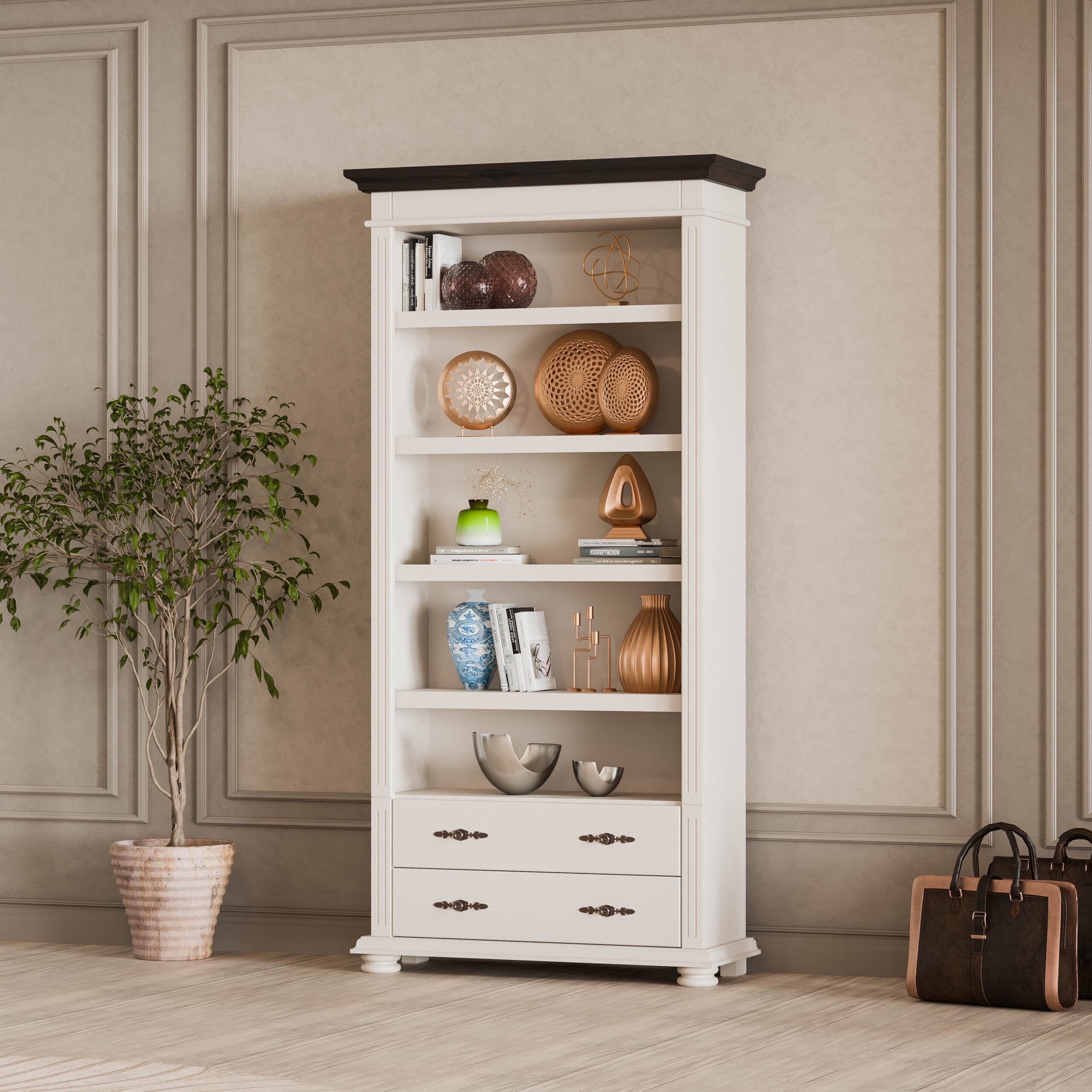 Étagère Skagen en bois massif, couleur beige cachemire