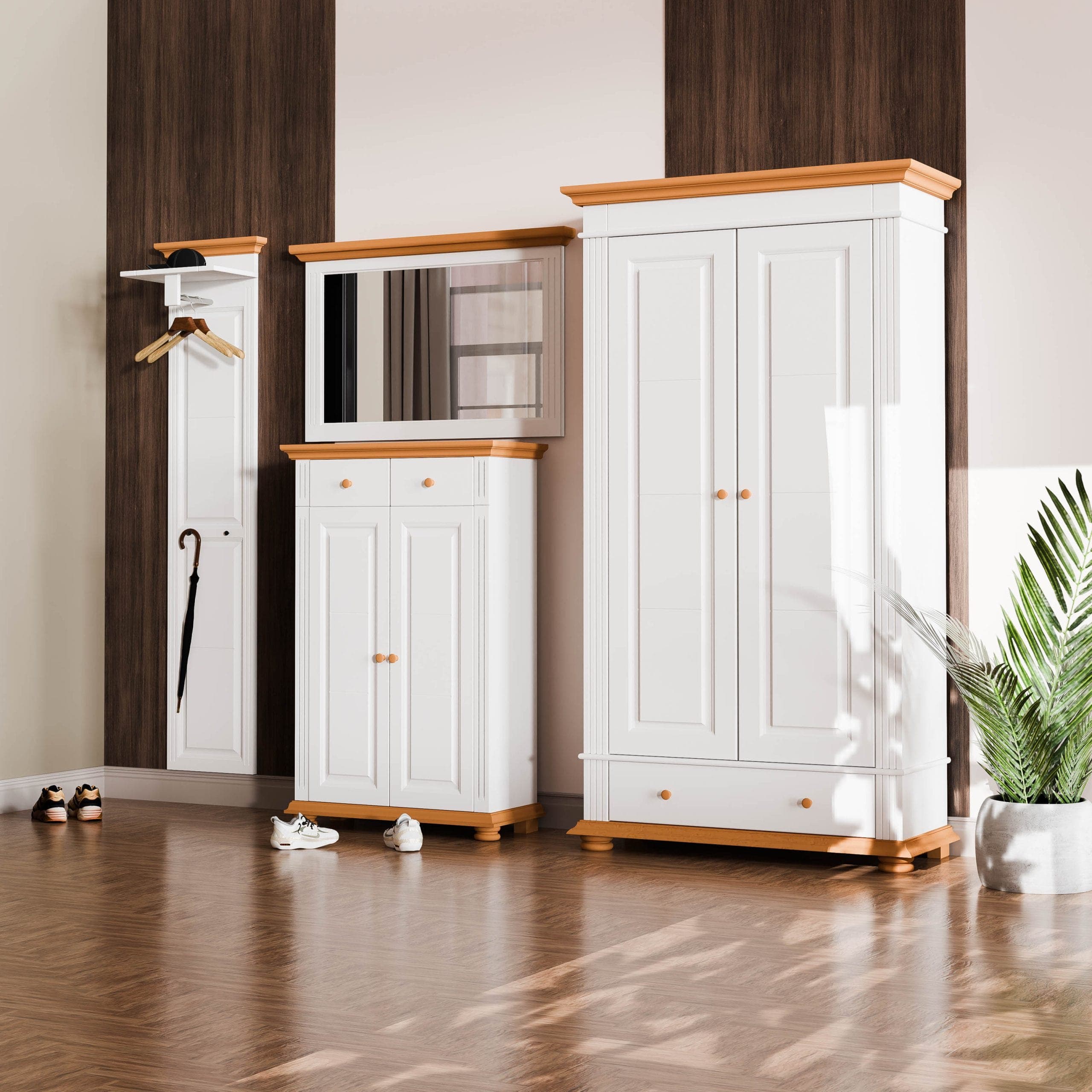 Porte-manteau d'entrée « Skagen 6 » en bois d'épicéa massif