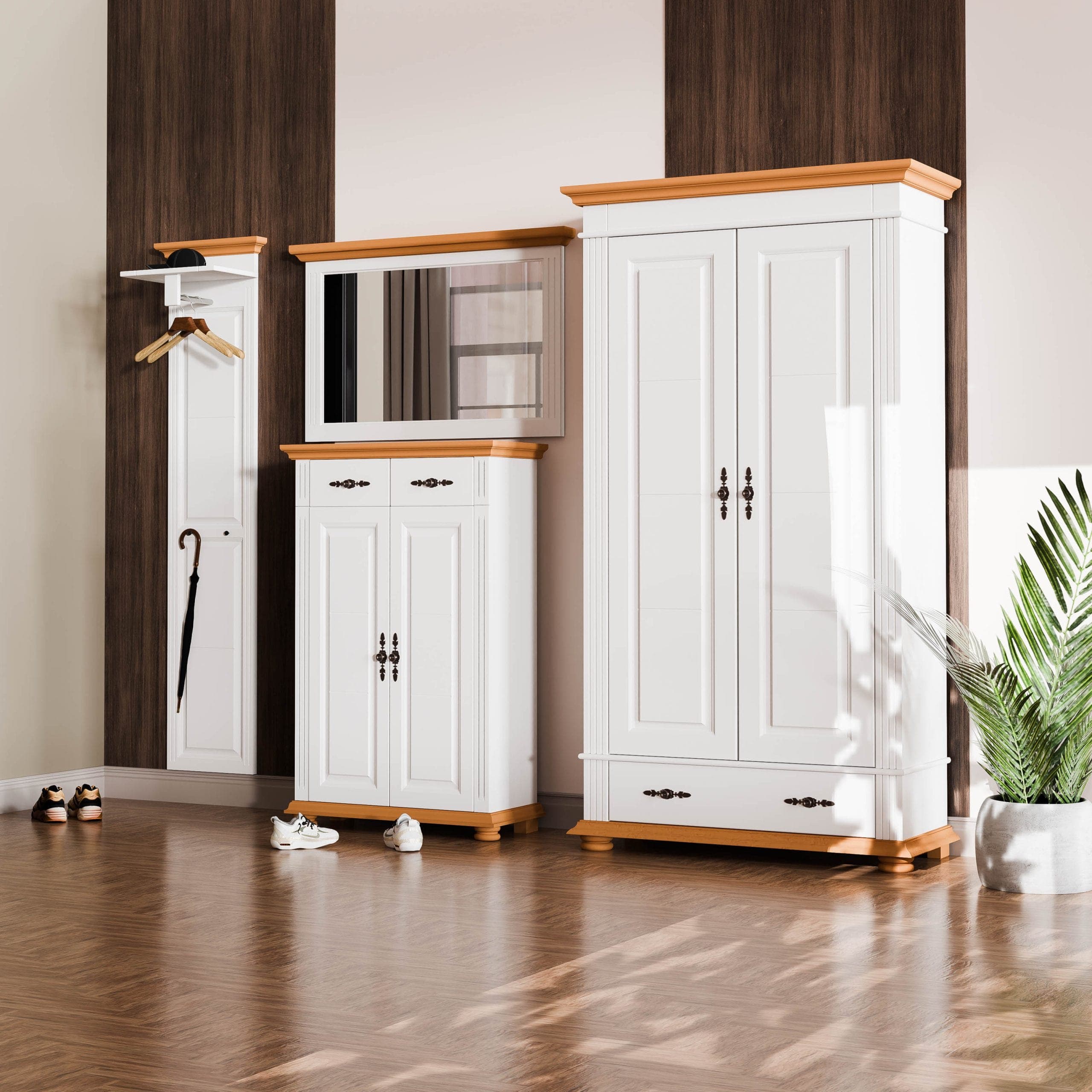 Porte-manteau d'entrée « Skagen 6 » en bois d'épicéa massif