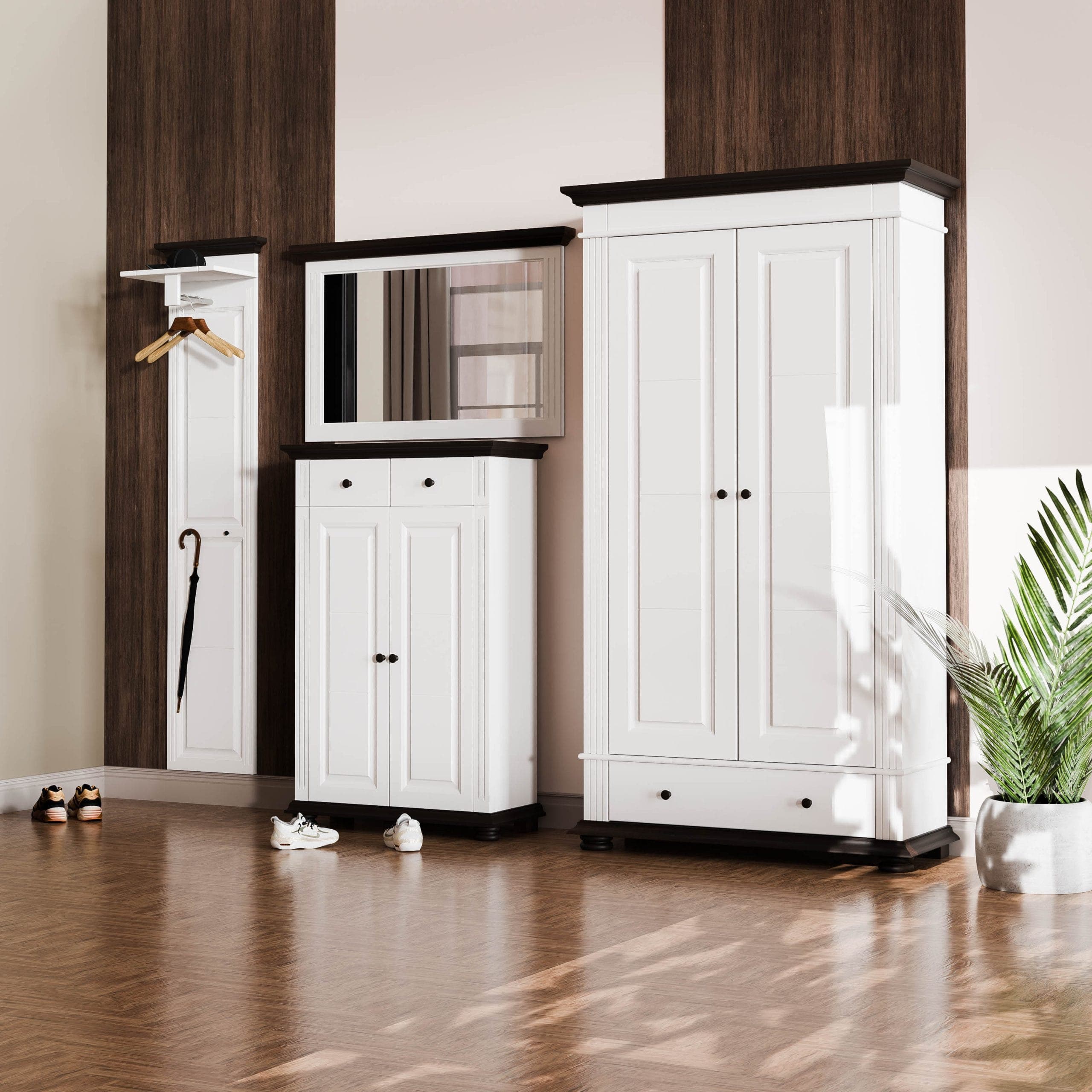 Porte-manteau d'entrée « Skagen 6 » en bois d'épicéa massif