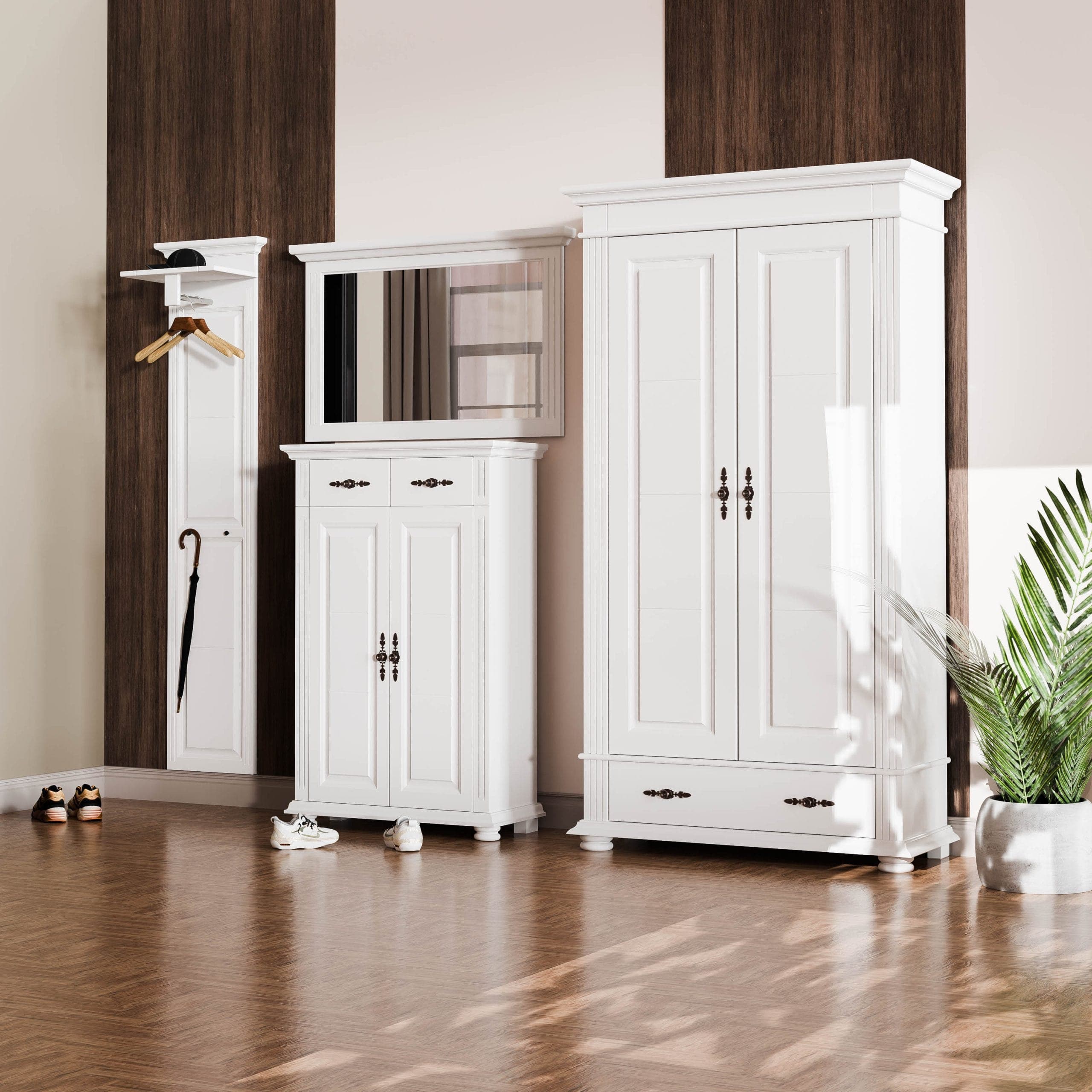 Porte-manteau d'entrée « Skagen 6 » en bois d'épicéa massif