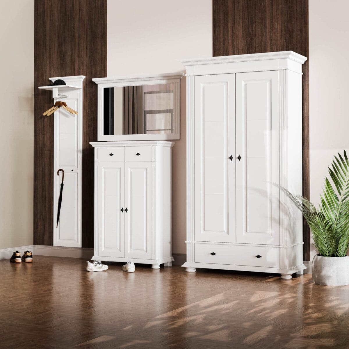 Porte-manteau d'entrée « Skagen 6 » en bois d'épicéa massif